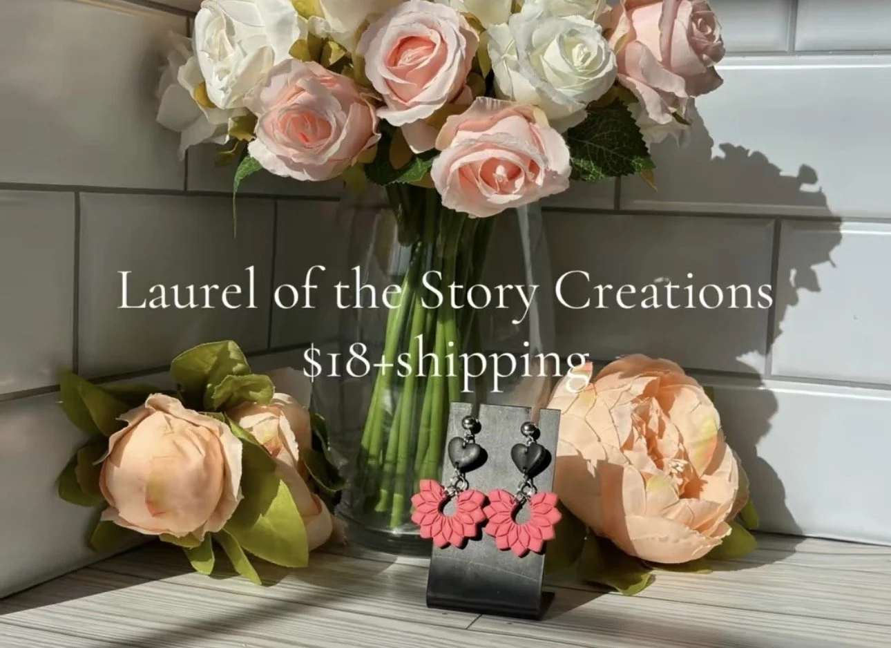 Pink and Black Hearts Winged Dangles