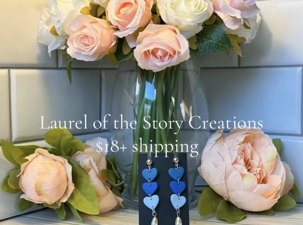 Blue gradient heart dangles