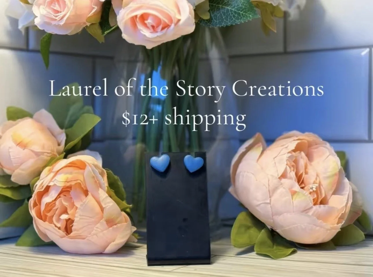 Dark Blue Heart Studs