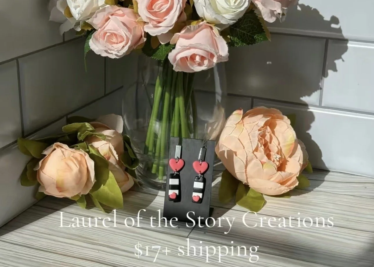 Black and White with Pink Heart Dangles