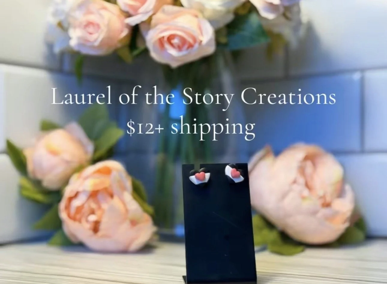 Black and White Hearts with Pink Heart - studs