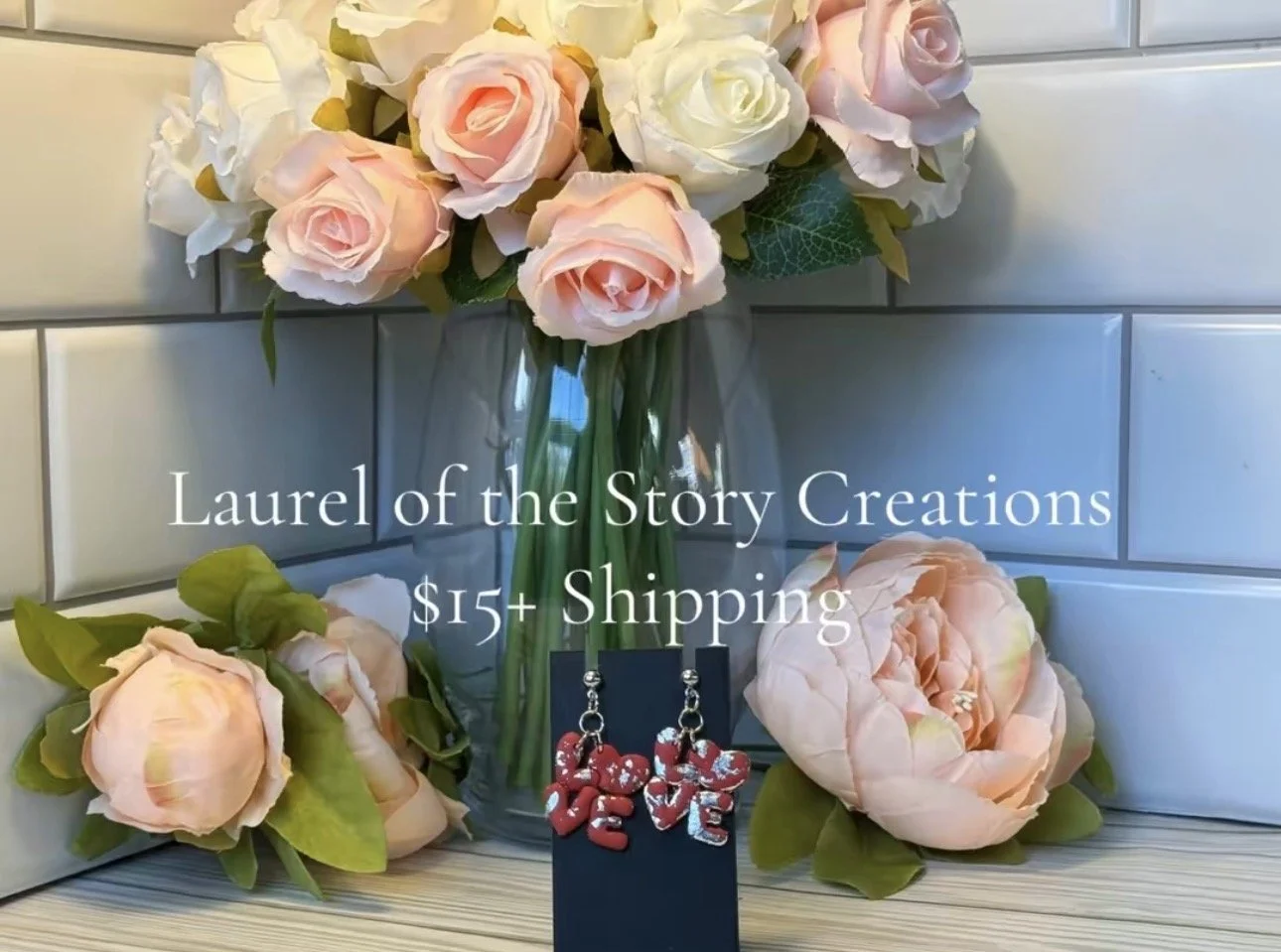 Red and Silver LOVE dangles