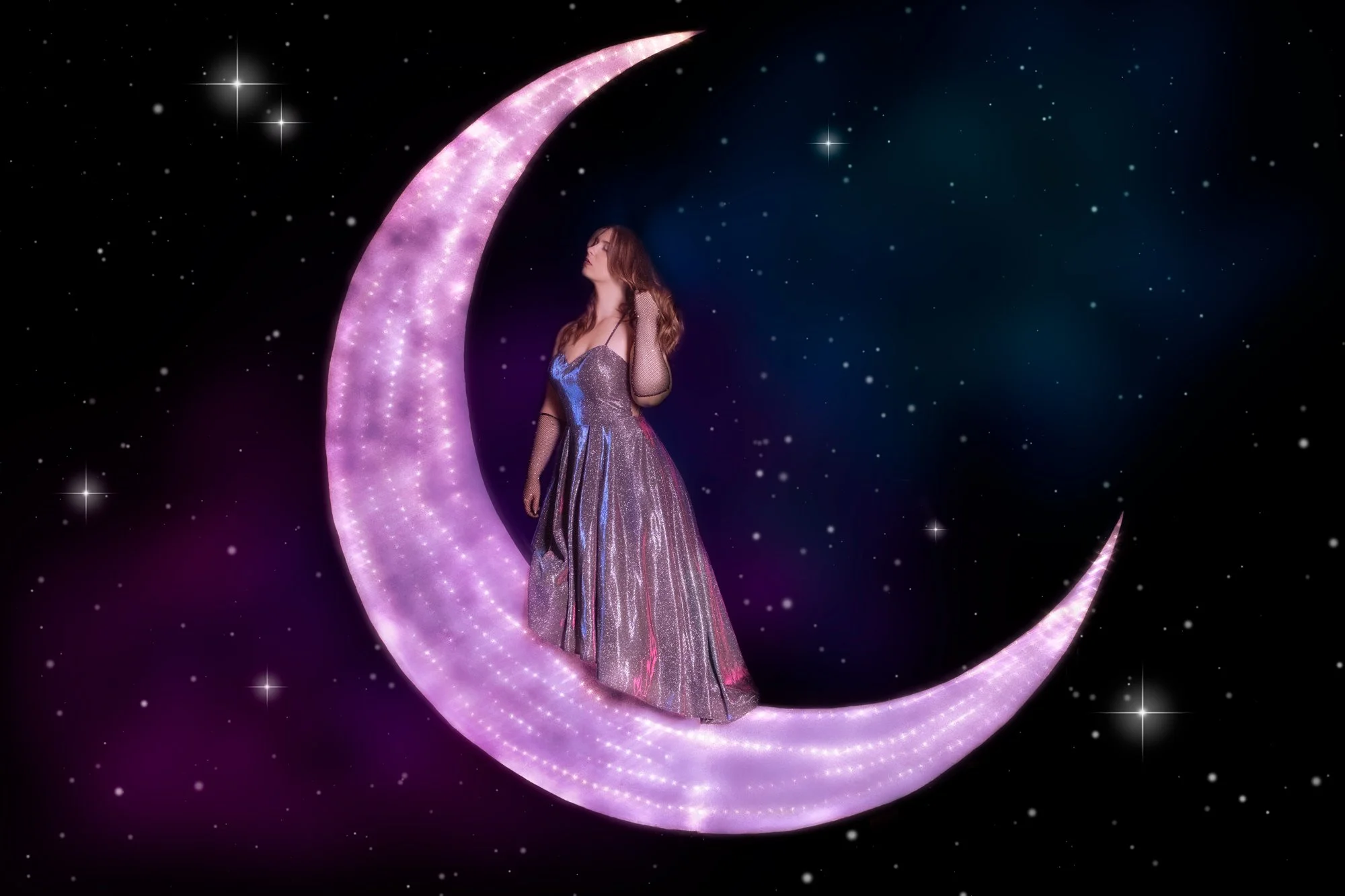 Girl standing on moon