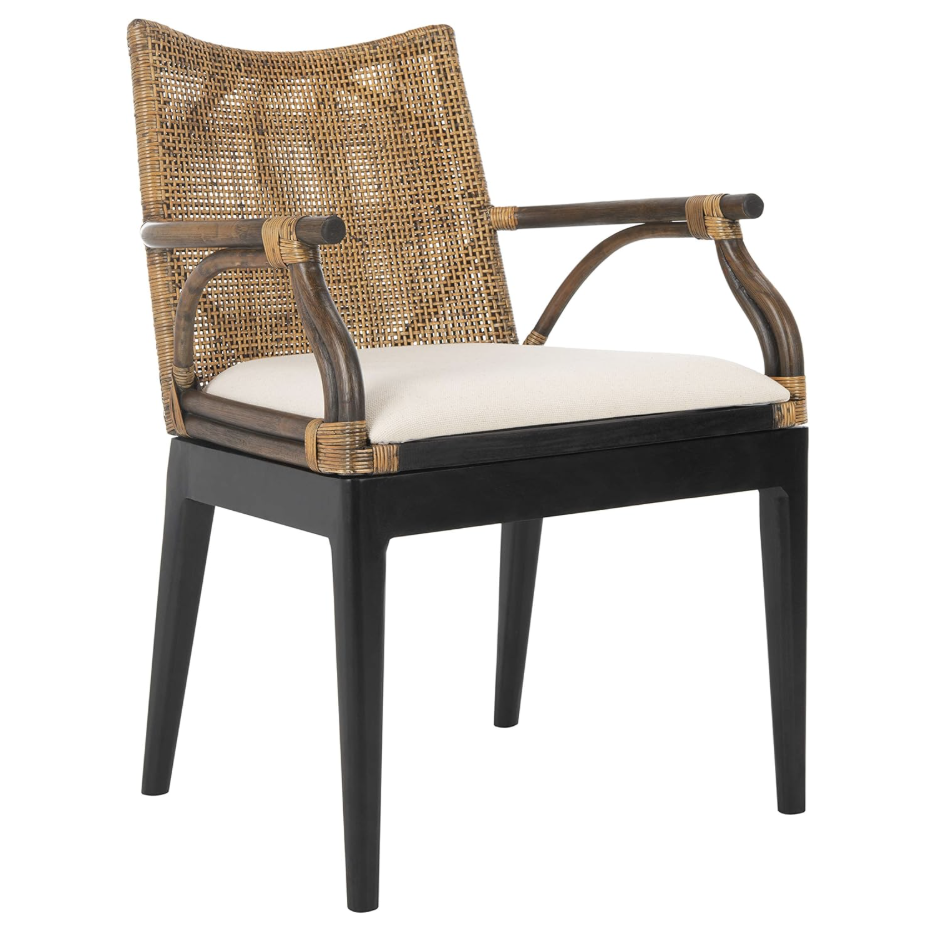 Solid Wood Rattan Arm Chair
