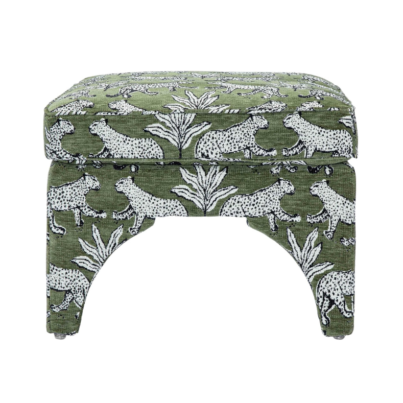 Olive Green Jacquard Ottoman