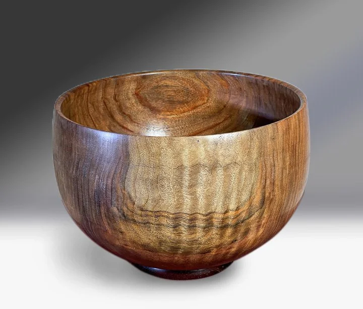 Medium Walnut Bowl with Paua Shell Inlay and Ebony Foot