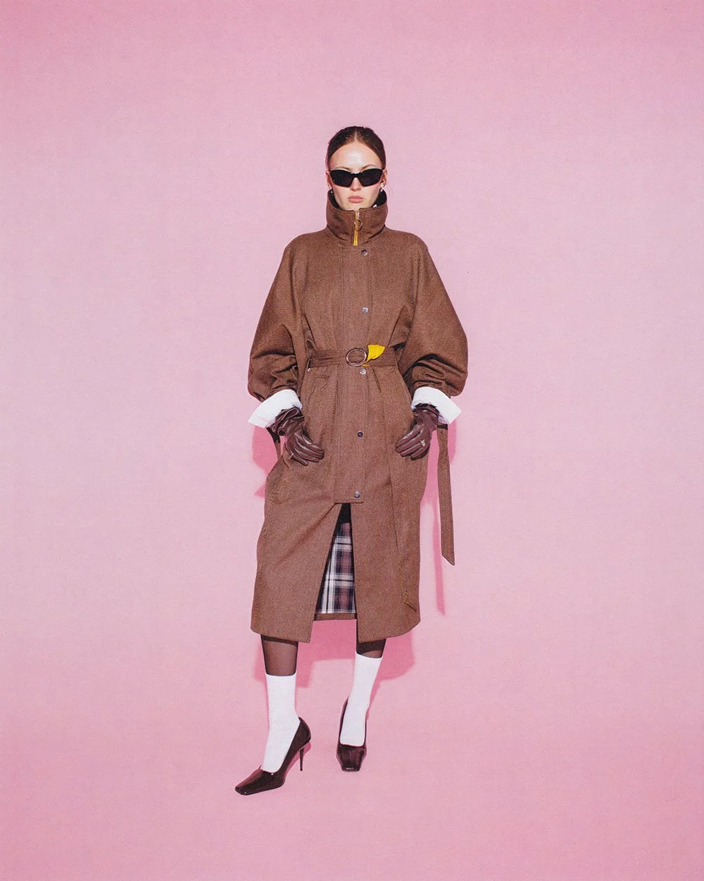 COCOON COAT IN TRUFFLE BROWN HERRINGBONE