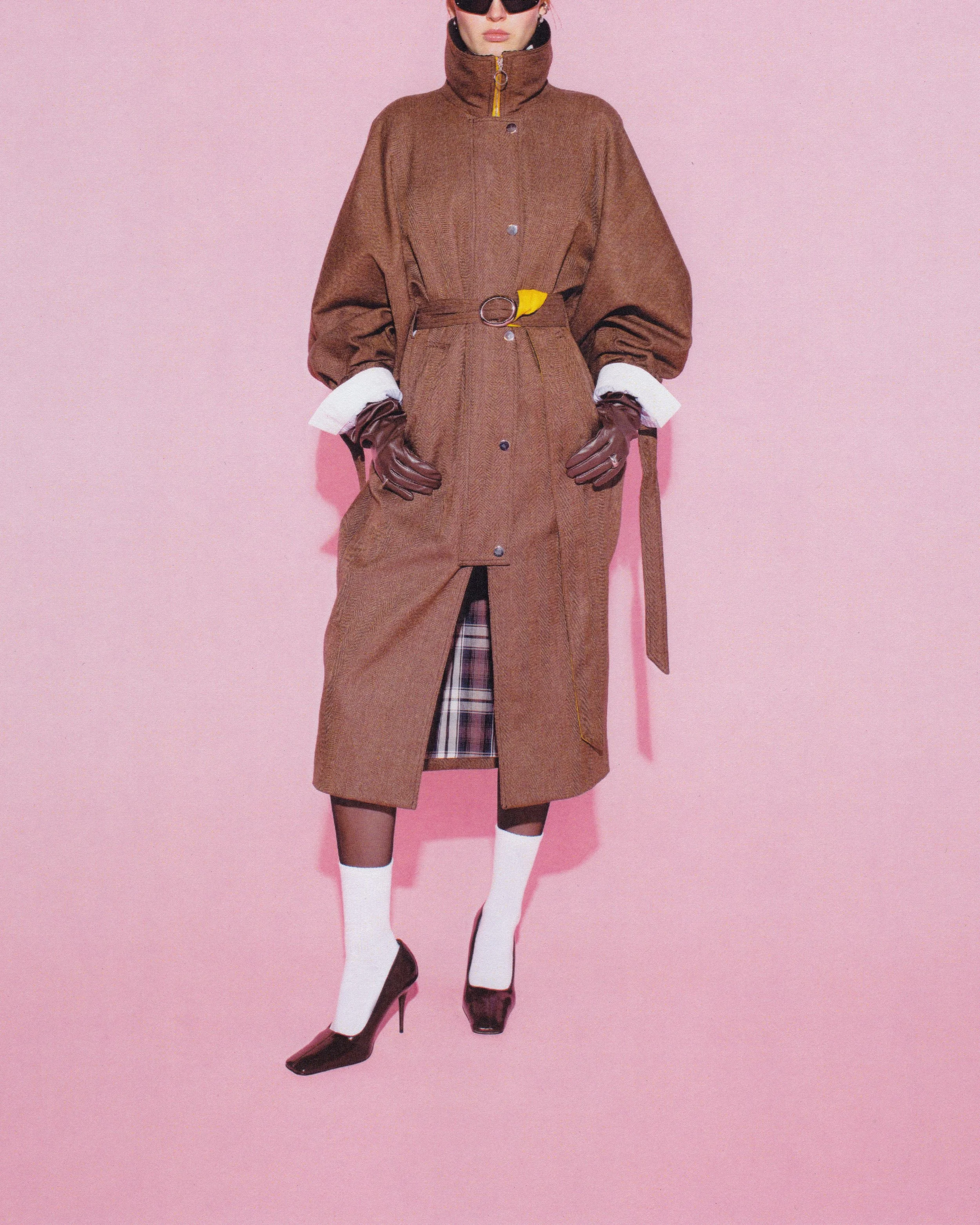 COCOON COAT IN TRUFFLE BROWN HERRINGBONE