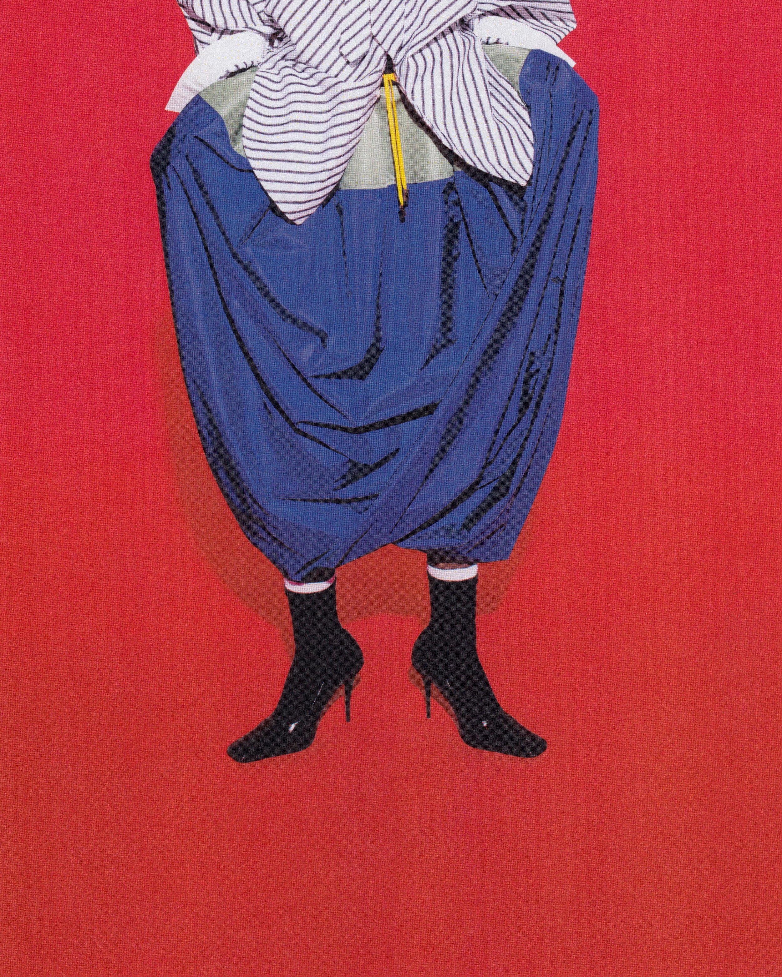 TWISTED BUBBLE SKIRT IN BLACK, COBALT & CELADON NYLON