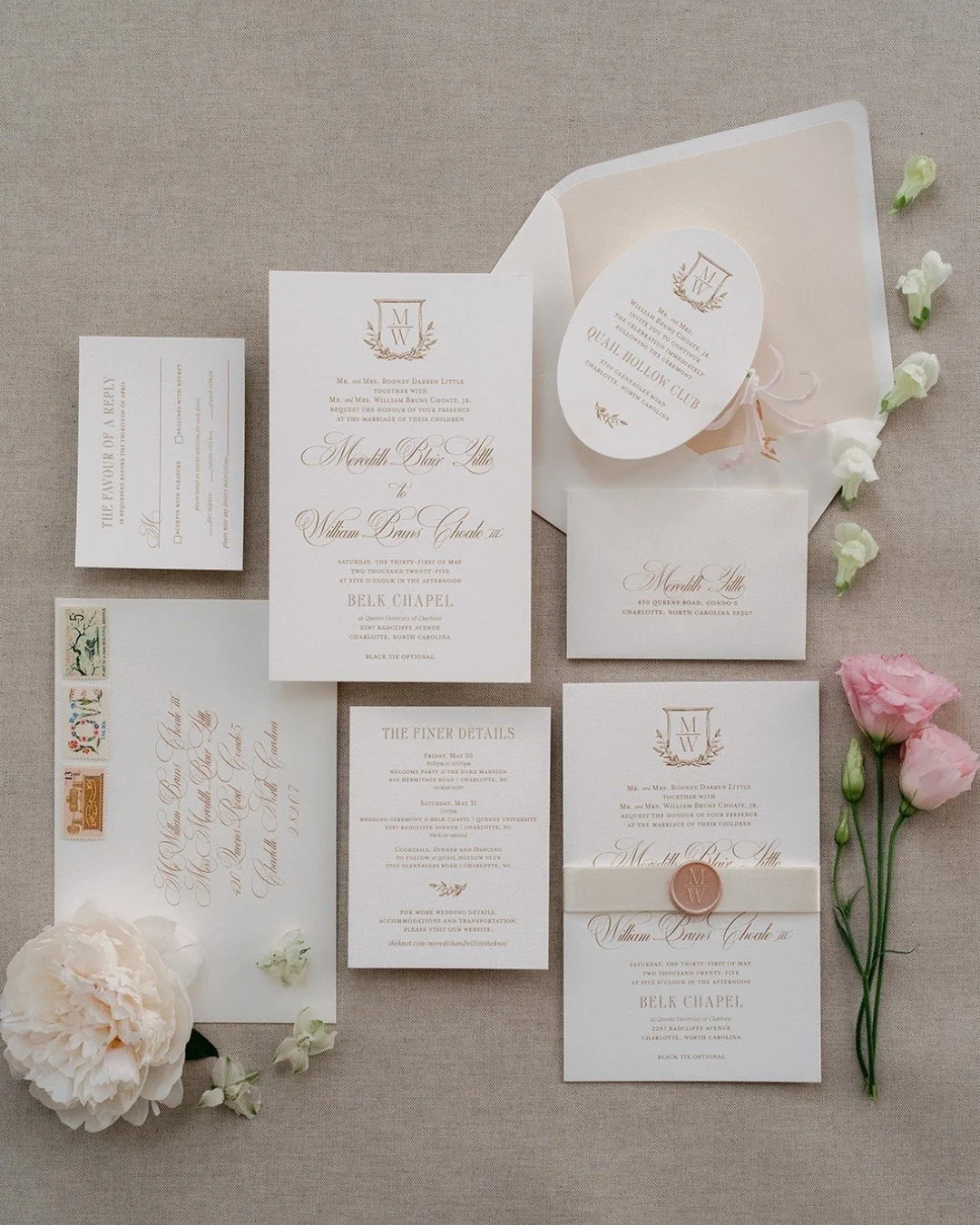 Blush, woven through every layer of the day🤍

From the invitation details to the candlelit reception, soft pink tones carried the entire design ~ warm ivory paper, gold accents, lush blush florals, and golden light reflecting off every table.

When 