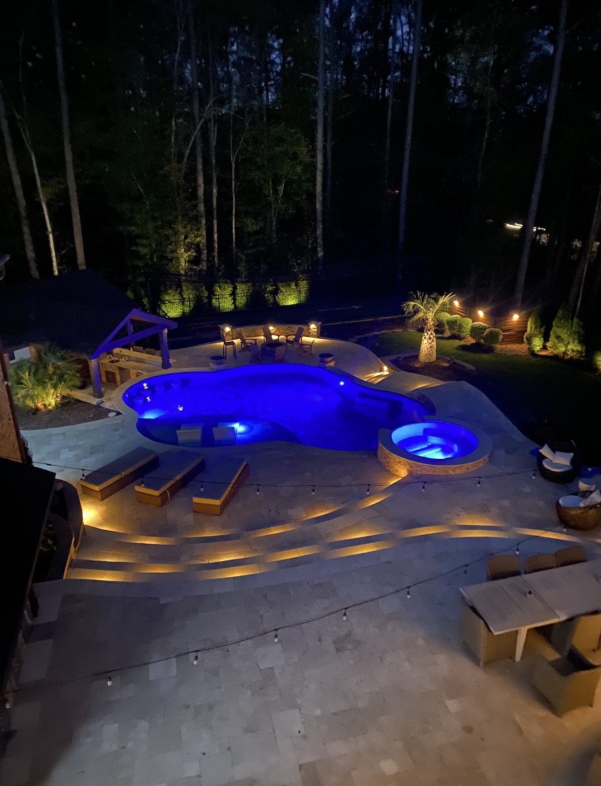 Design build Backyard With pool, hot tub and over 4,000 sqft of travertine