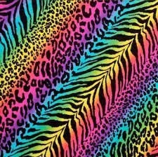 Colorful zebra print pattern with rainbow hues and animal print design
