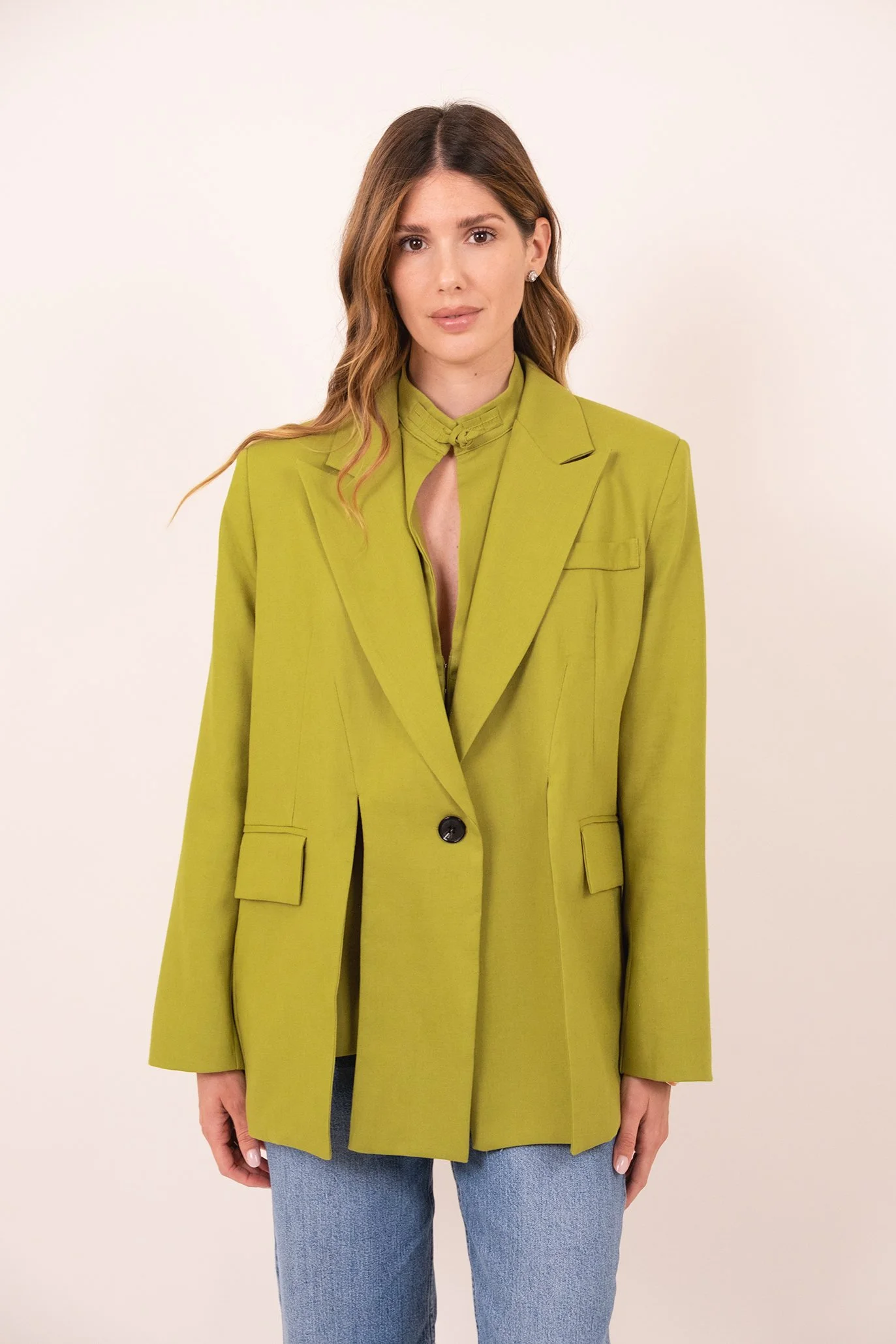 SET COORDINATO OLIVE BLAZER E TOP