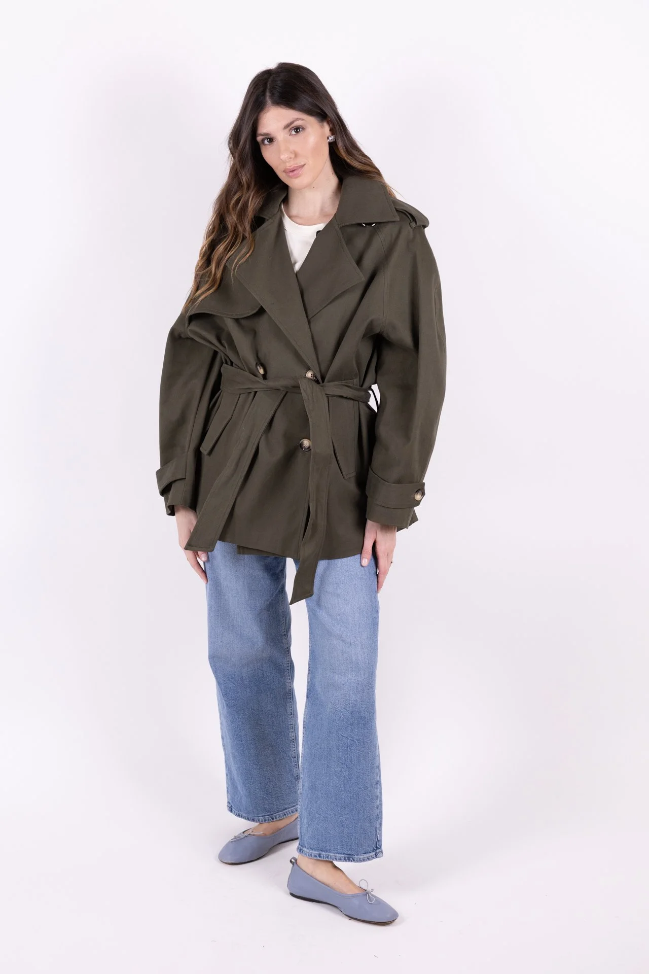 TRENCH CROPPED IN COTONE