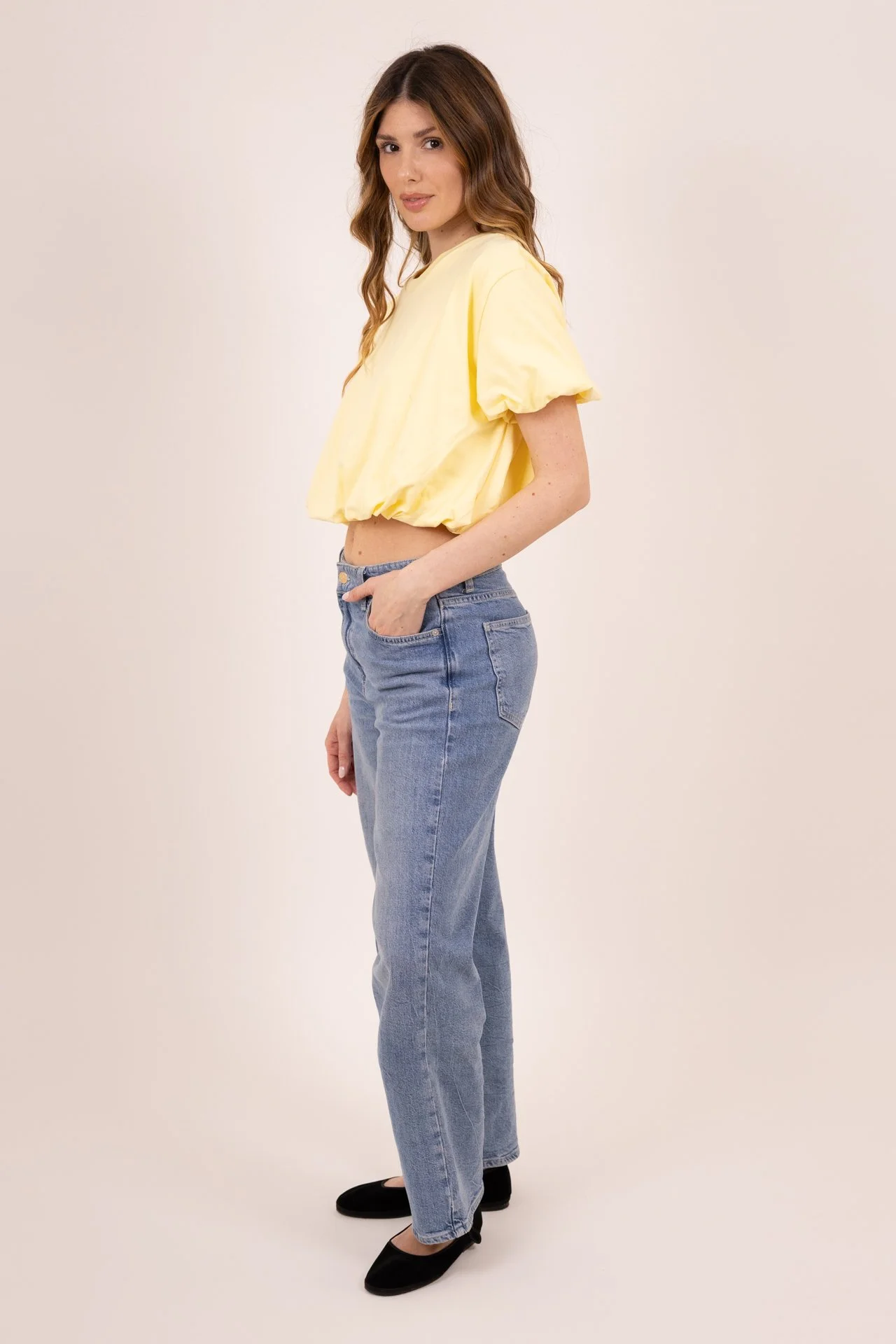 T-SHIRT CROP TOP YELLOW
