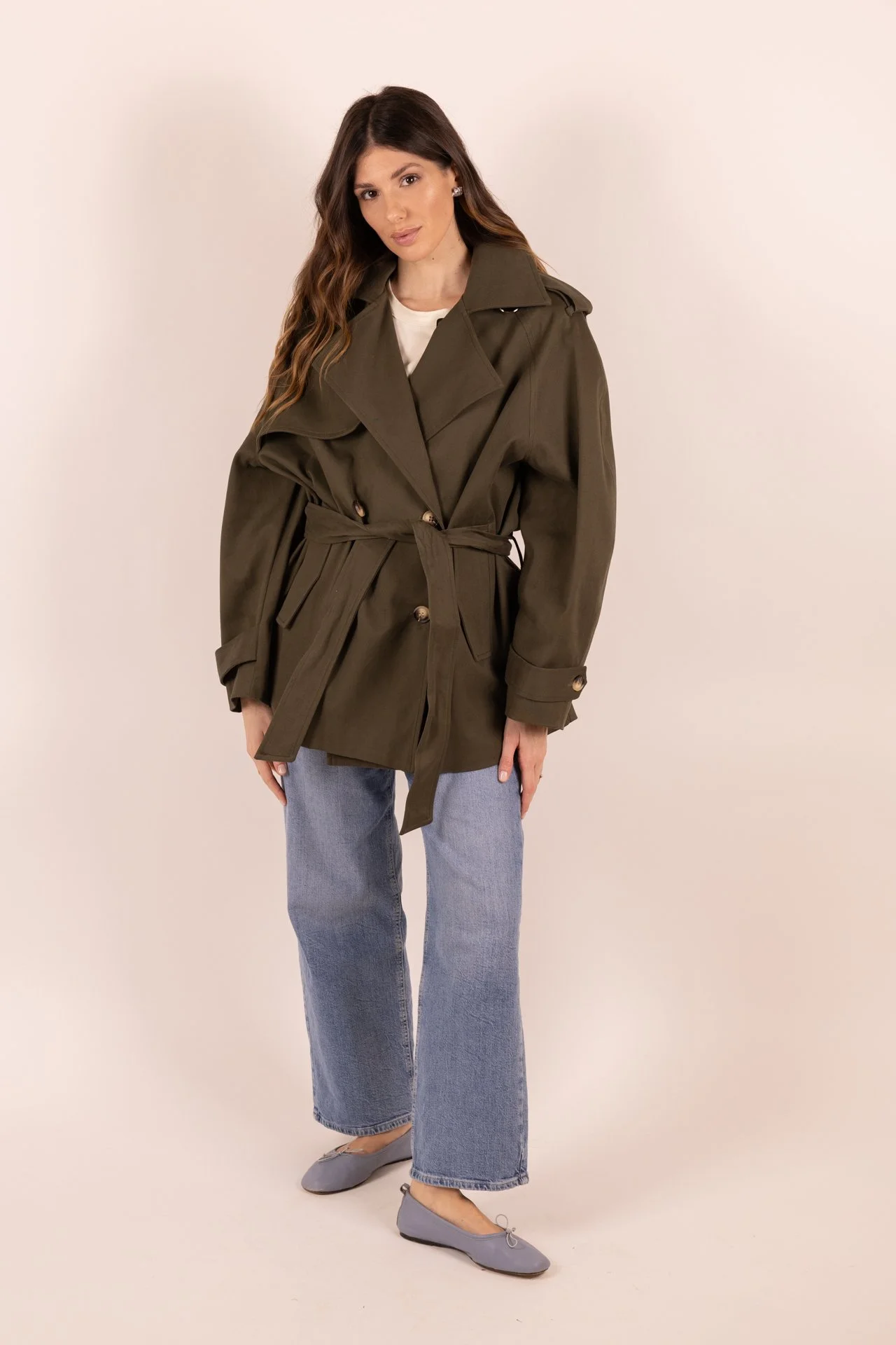 TRENCH CROPPED IN COTONE