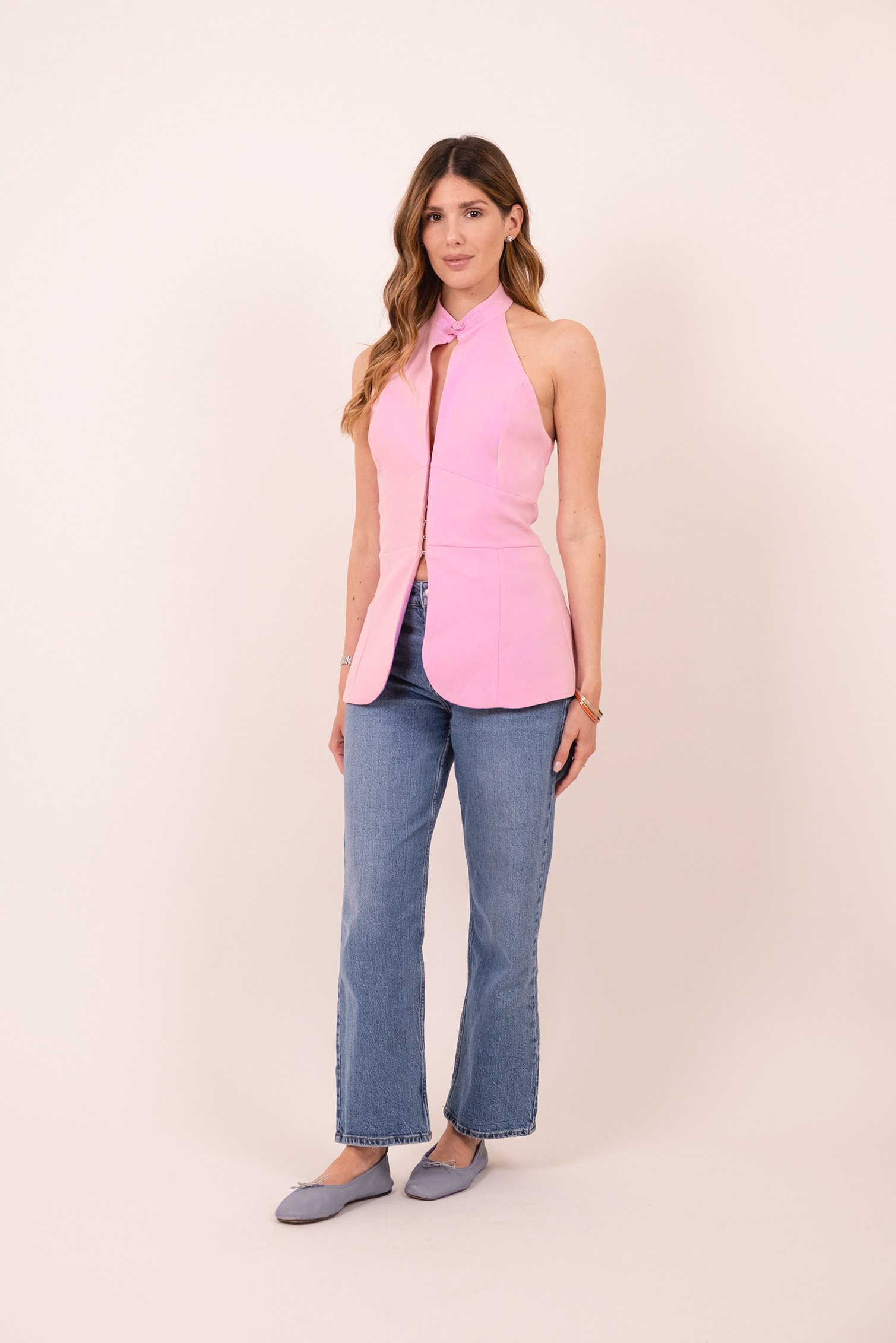 GILET SMANICATO PINK