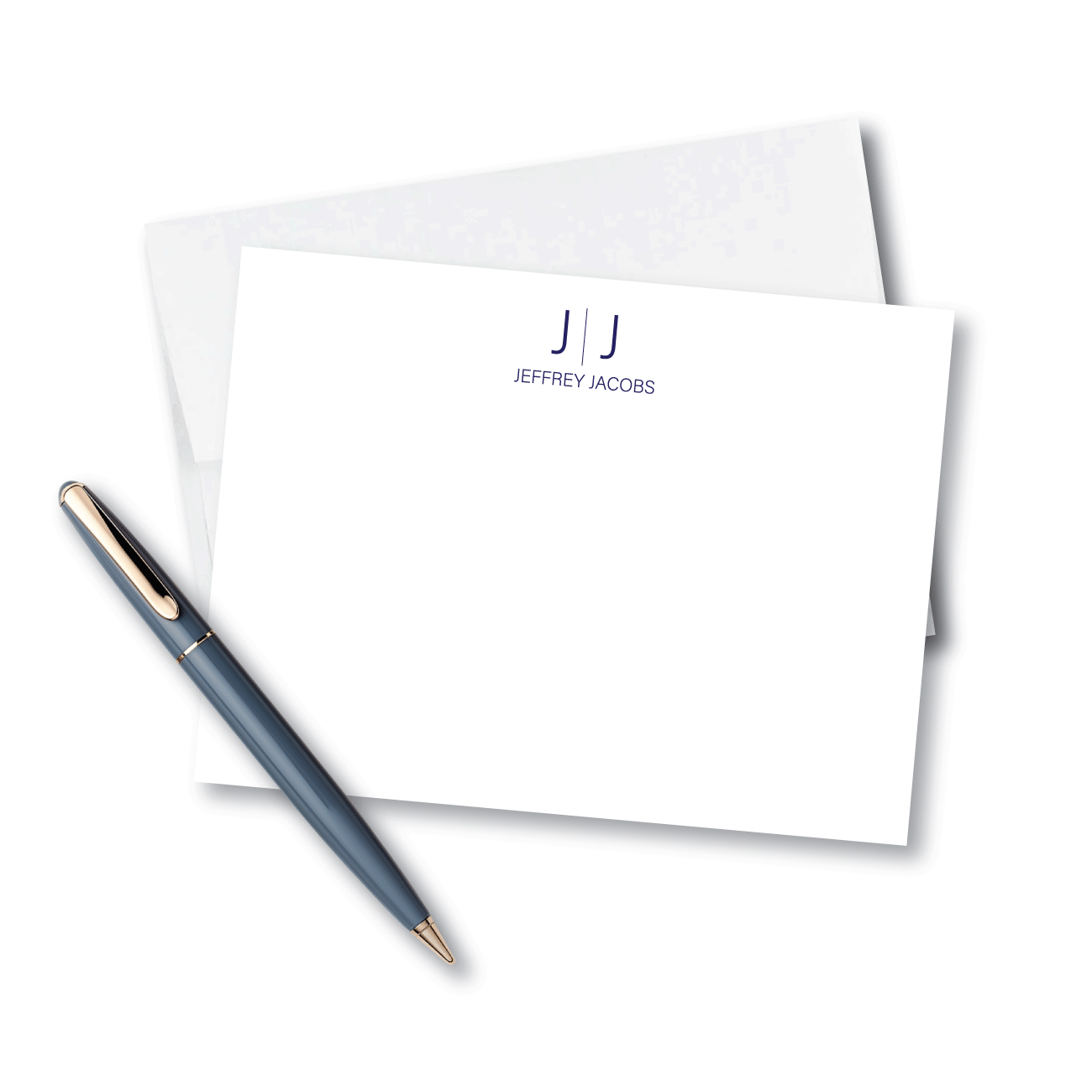 Name with Centered Initials - Set of 10 - A6