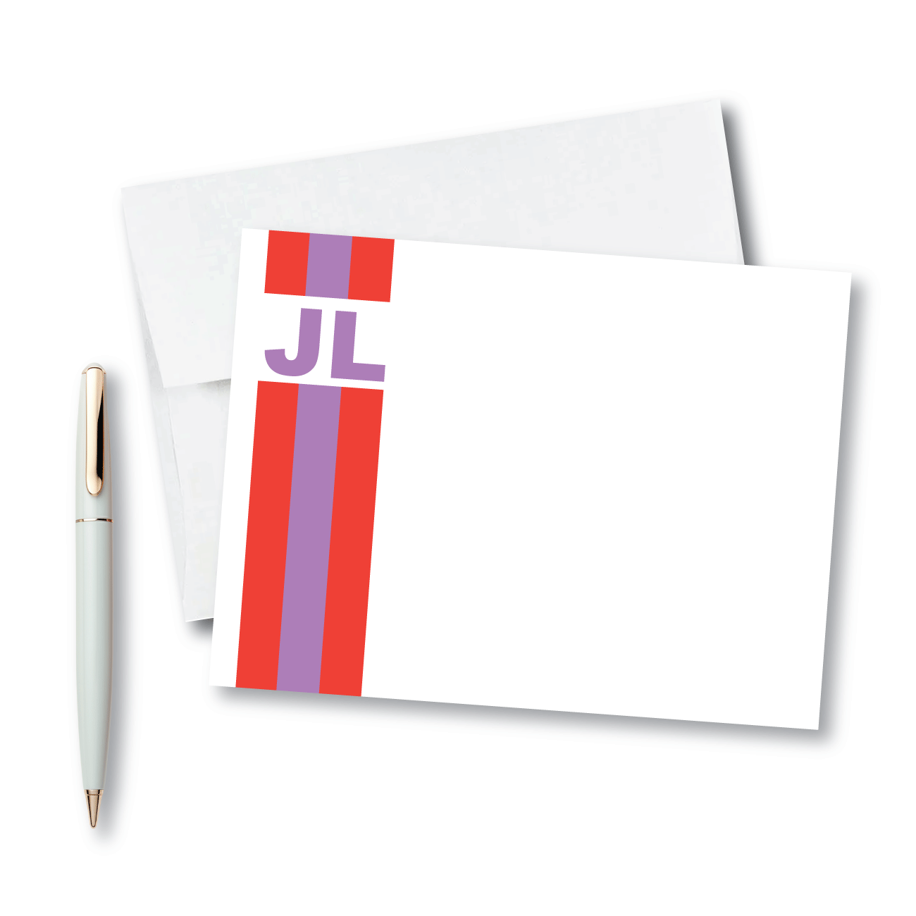 Initials with Three Stripe Vertical Banner - Set of 10 - A6