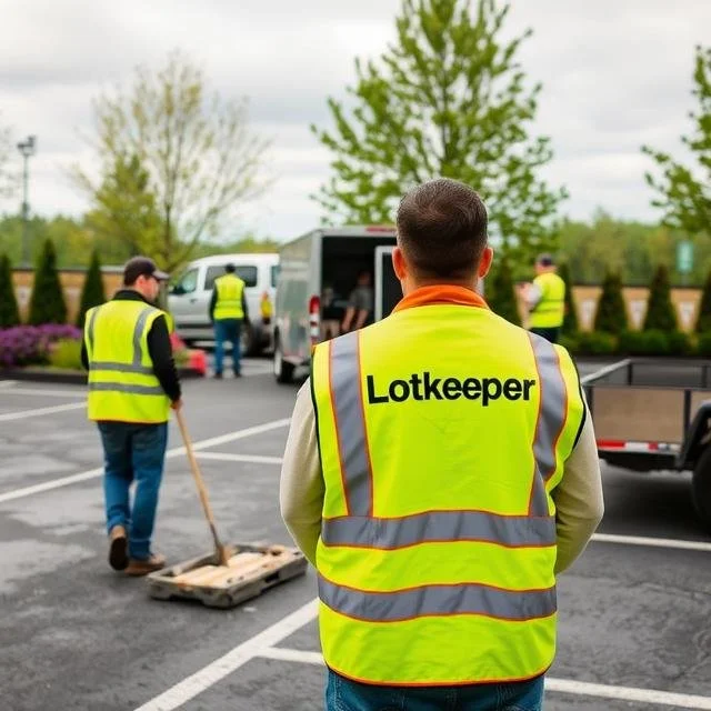 Lotkeeper crew performing one-time lot cleaning in Ottawa parking area
