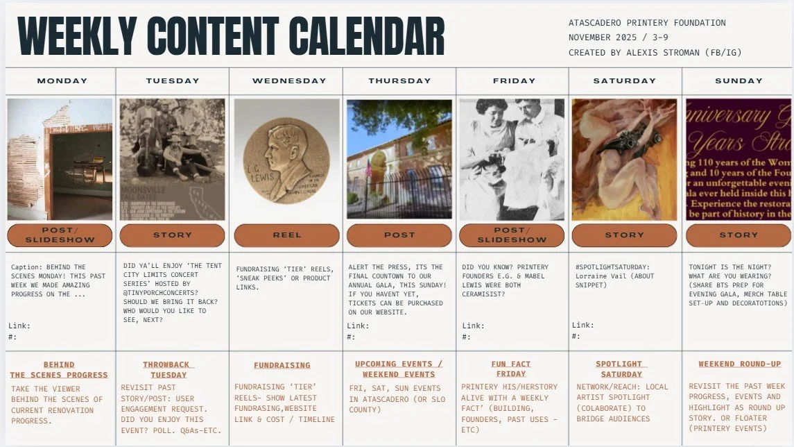 PRINTERY: CONTENT CALENDAR