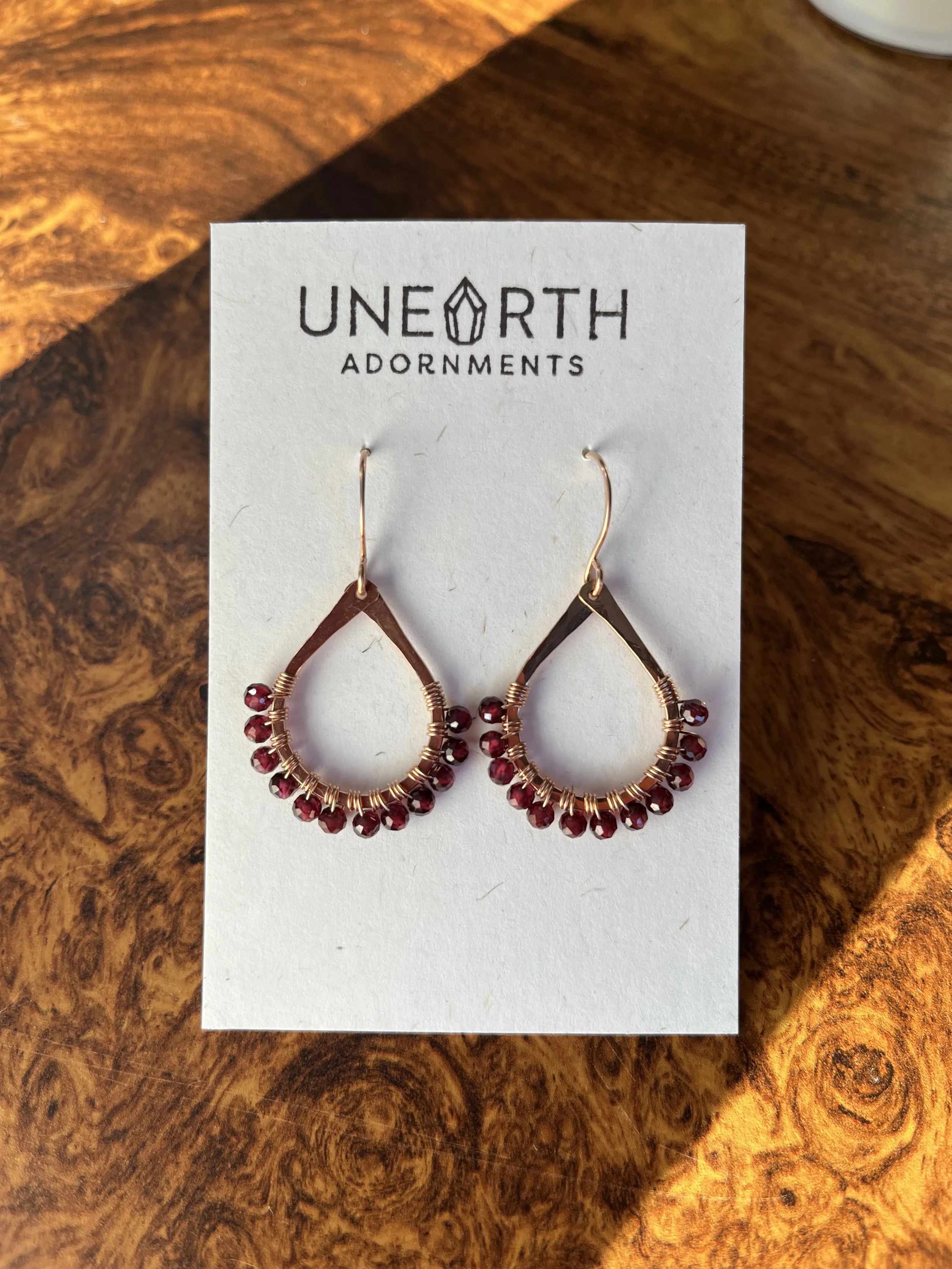 Garnet Beaded Teardrops