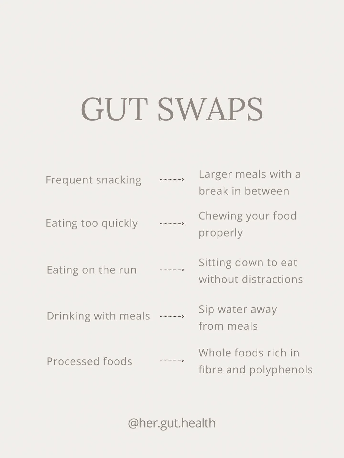 Small lifestyle changes &rarr; big results. 🤍

Your gut and nervous system will thank you.

.
.
.

#herguthealth #guthealthmatters #womenshealth #guthealingjourney #ibs #sibo #bloatrelief #holistichealing