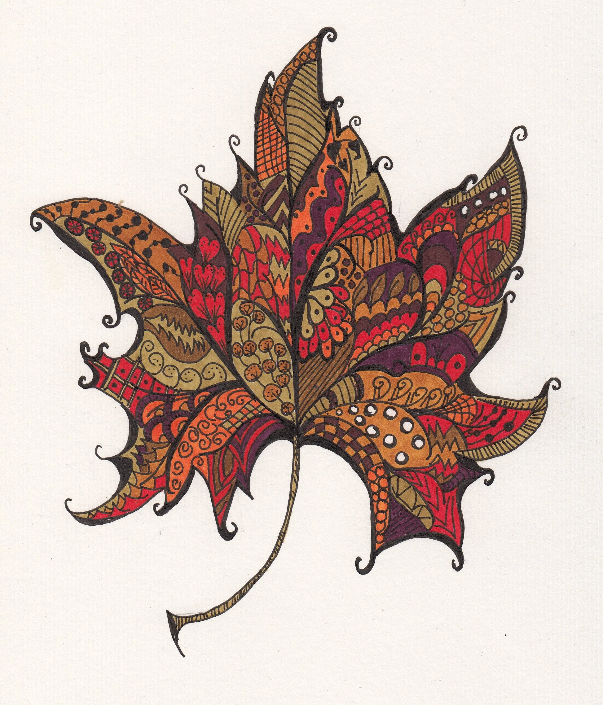 Zen Doodle Fall Leaves with Suzan Gannett