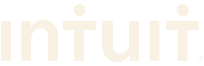 Close-up of the Intuit logo with large white letters on a black background.