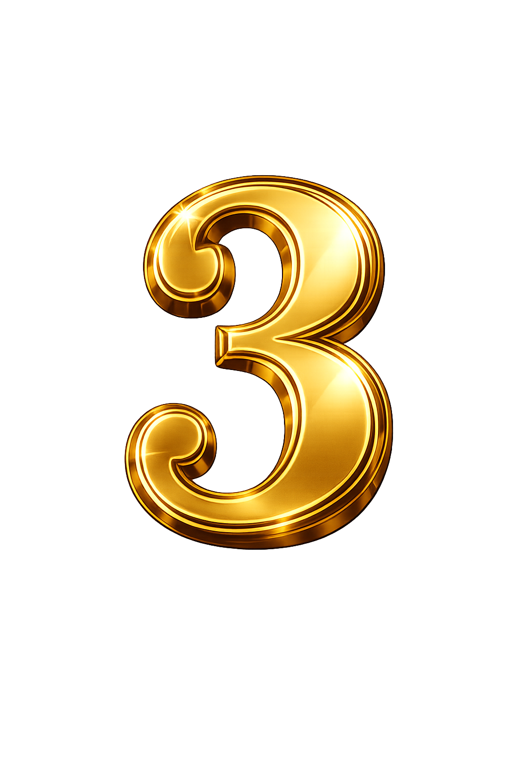 Gold number three against a black background.