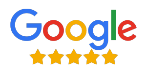Google logo with five gold stars below it