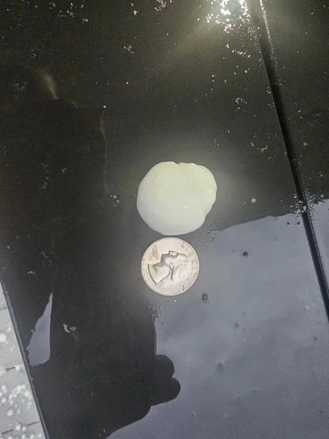 hail same size as quarter