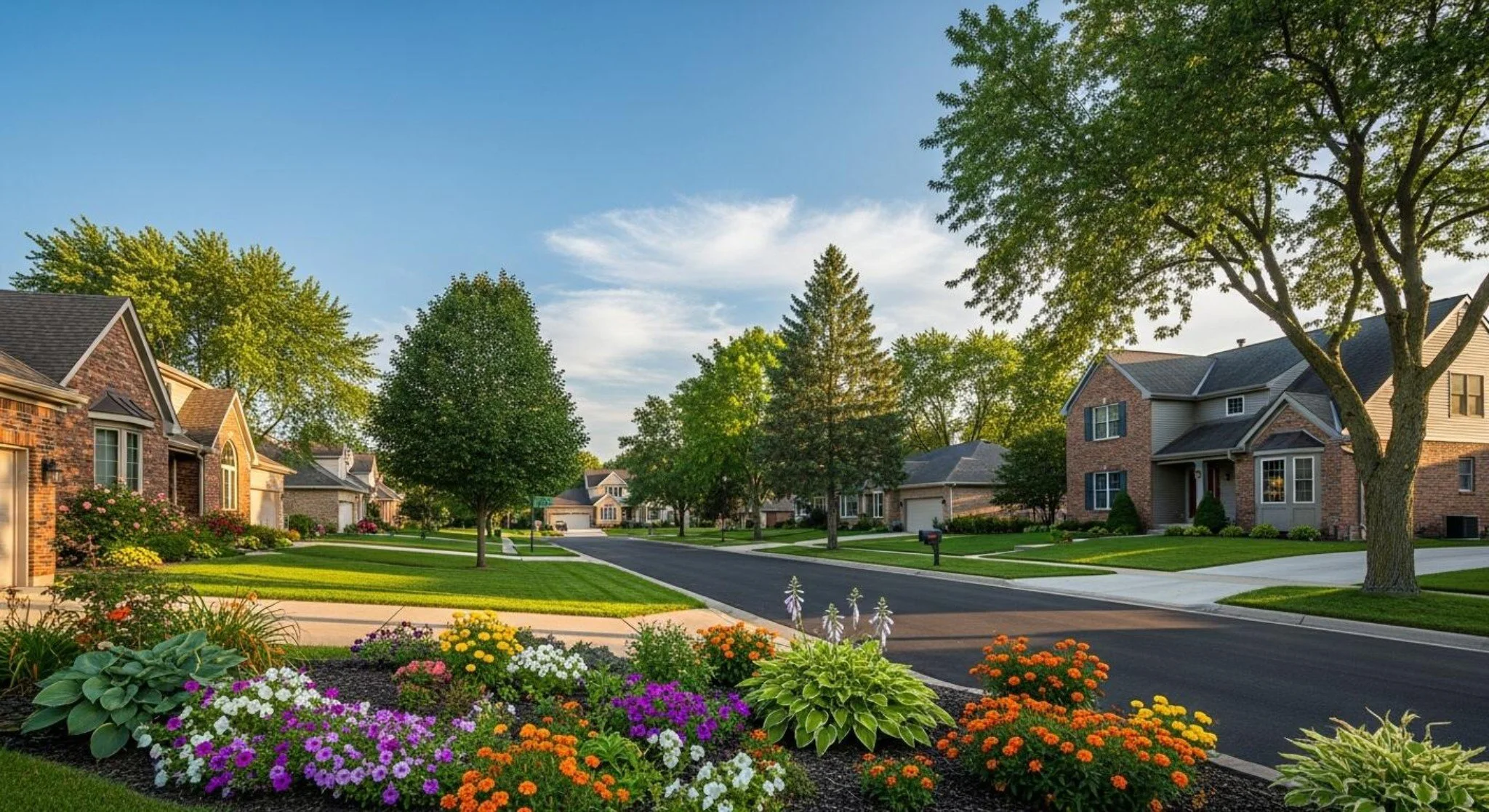 Residential neighborhood in Franklin, Wisconsin where Lion Guard Roofing provides roof inspections and replacement services