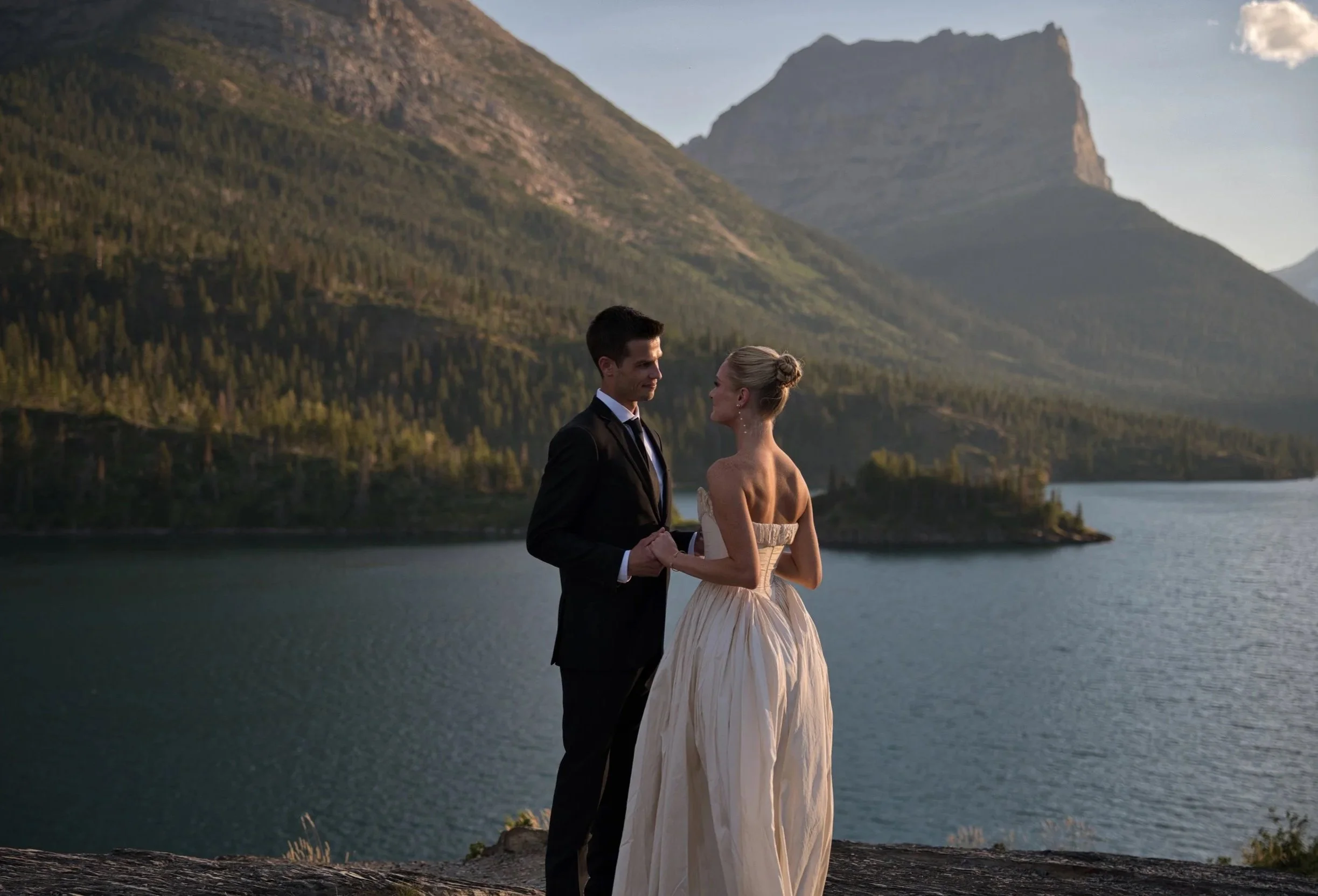Couple eloping in Glacier National Park, Montana, photographed by Aplenglow Photography