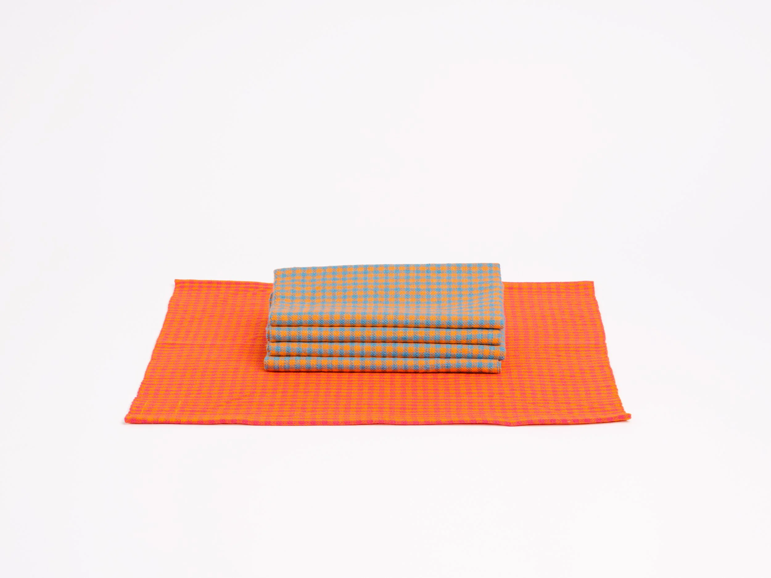 Blue+Orange Check Napkins