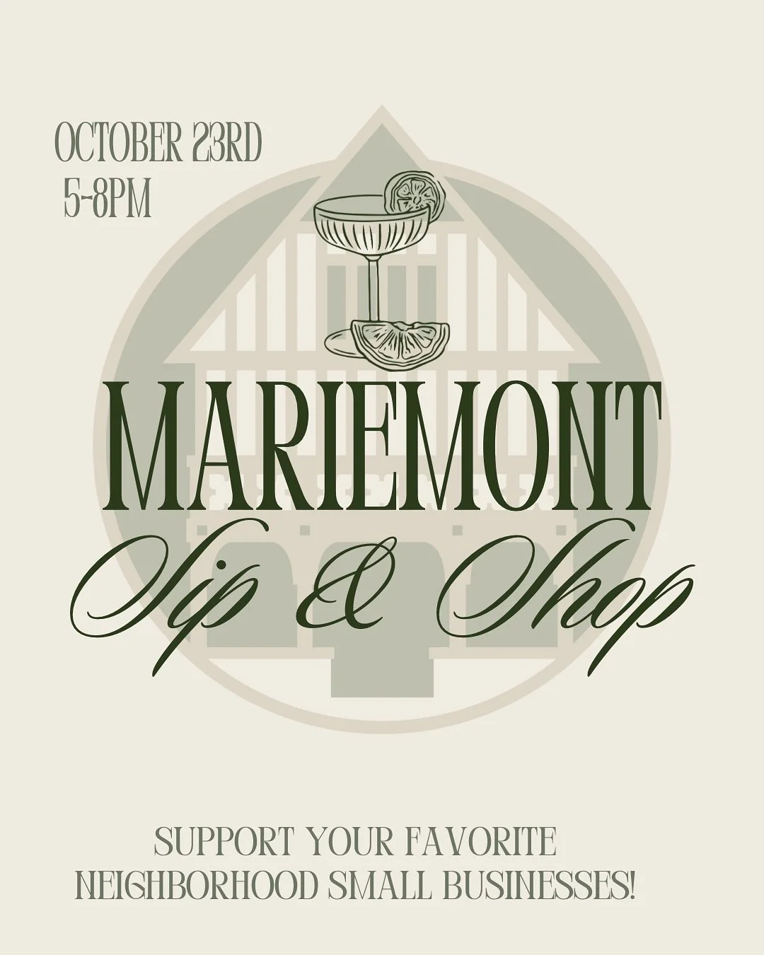 Join us Thursday 10/23!
✨5-8pm
&bull;
&bull;
🍷Complimentary sips at participating businesses and restaurants including @dillymariemont 
🍷FREE dessert at @thenationalexemplar with shopping passport and Happy Hour in Southerby&rsquo;s
🍷Winning givea