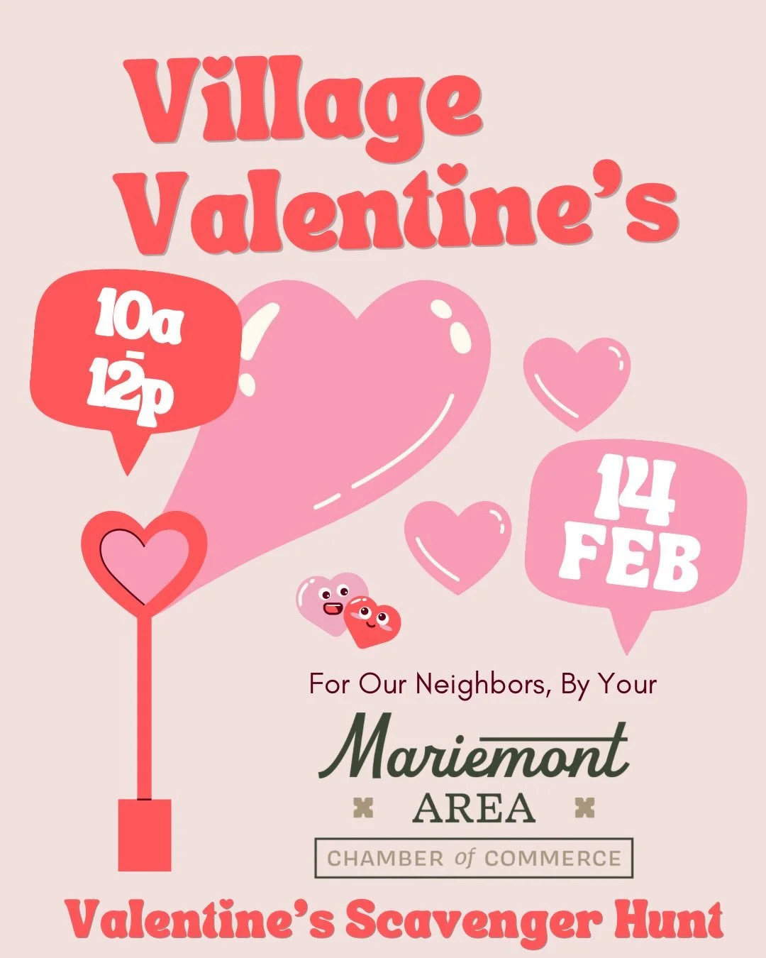 Save the date 💖
➡️➡️ for all the details!

We&rsquo;ll have a kickoff for the scavenger hunt at the Columbia Township Community Center and have 150 hearts this year! 
.
.
.
Stay tuned for specials with businesses the day and more.
