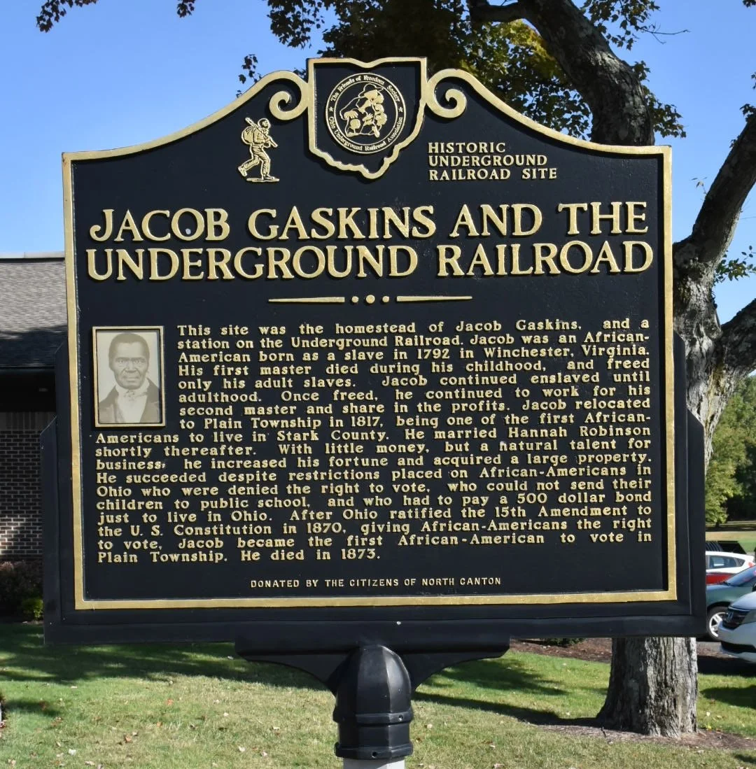 The Historic Marker honoring Jacob Gaskins and his work with the Underground Railroad located at Arrowhead Golf and Event Center