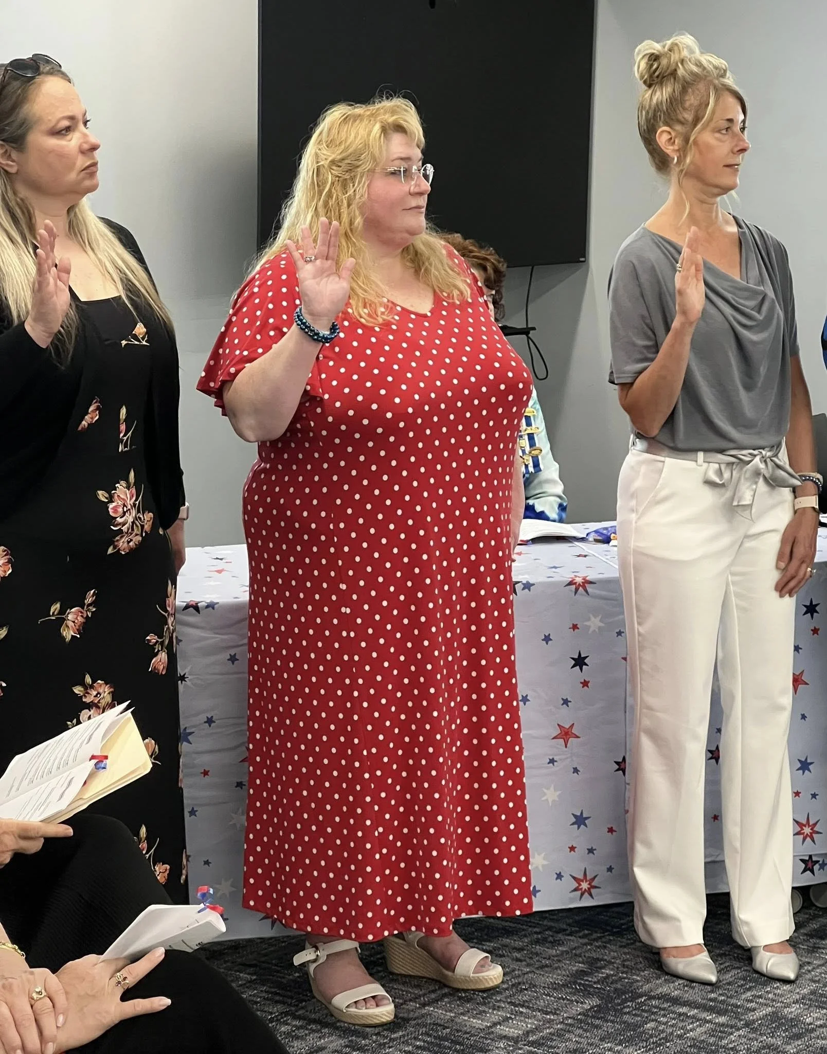 Members taking the oath of membership during the chapter's organizational meeting