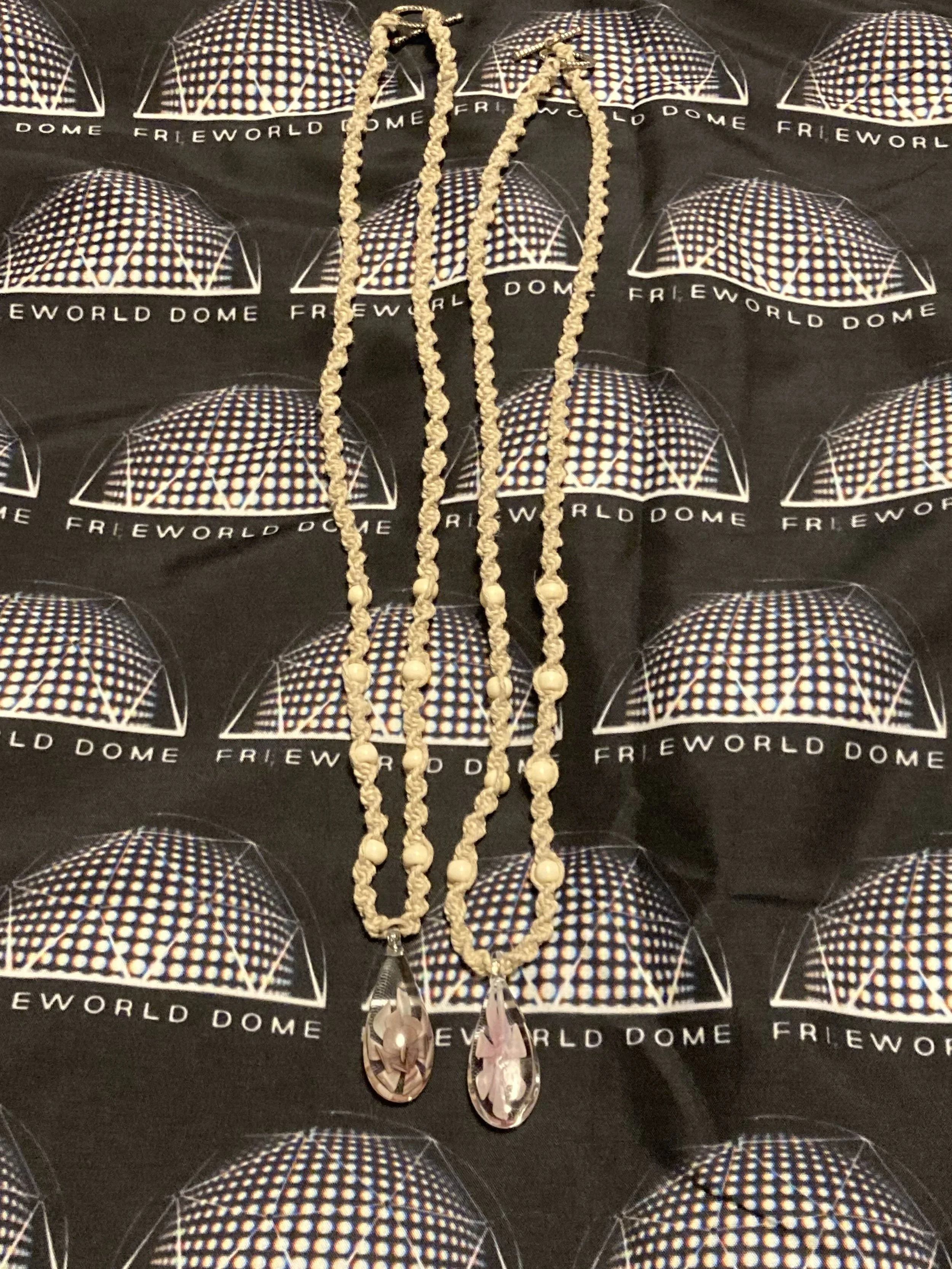 Set of 2 Glass Pendant Friendship Necklaces - 12 inch