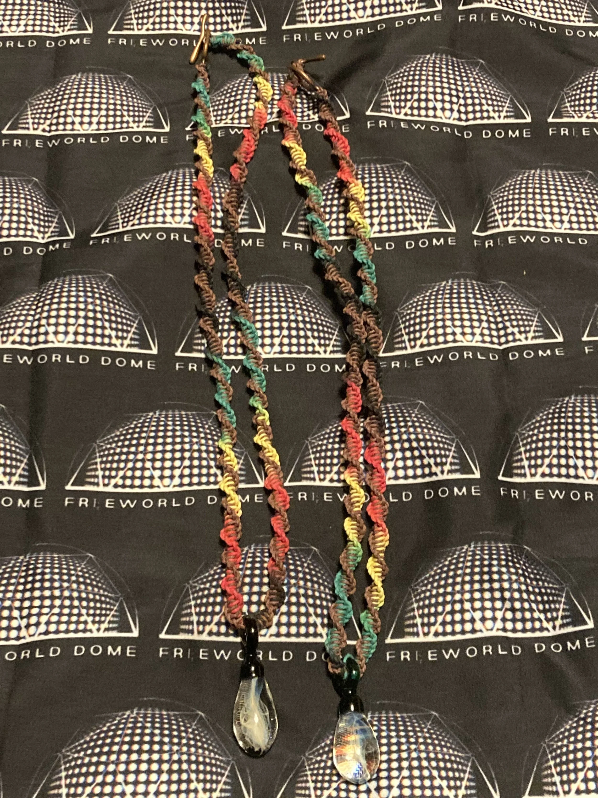 Set of 2 Glass Pendant Friendship Necklaces - 13 inch