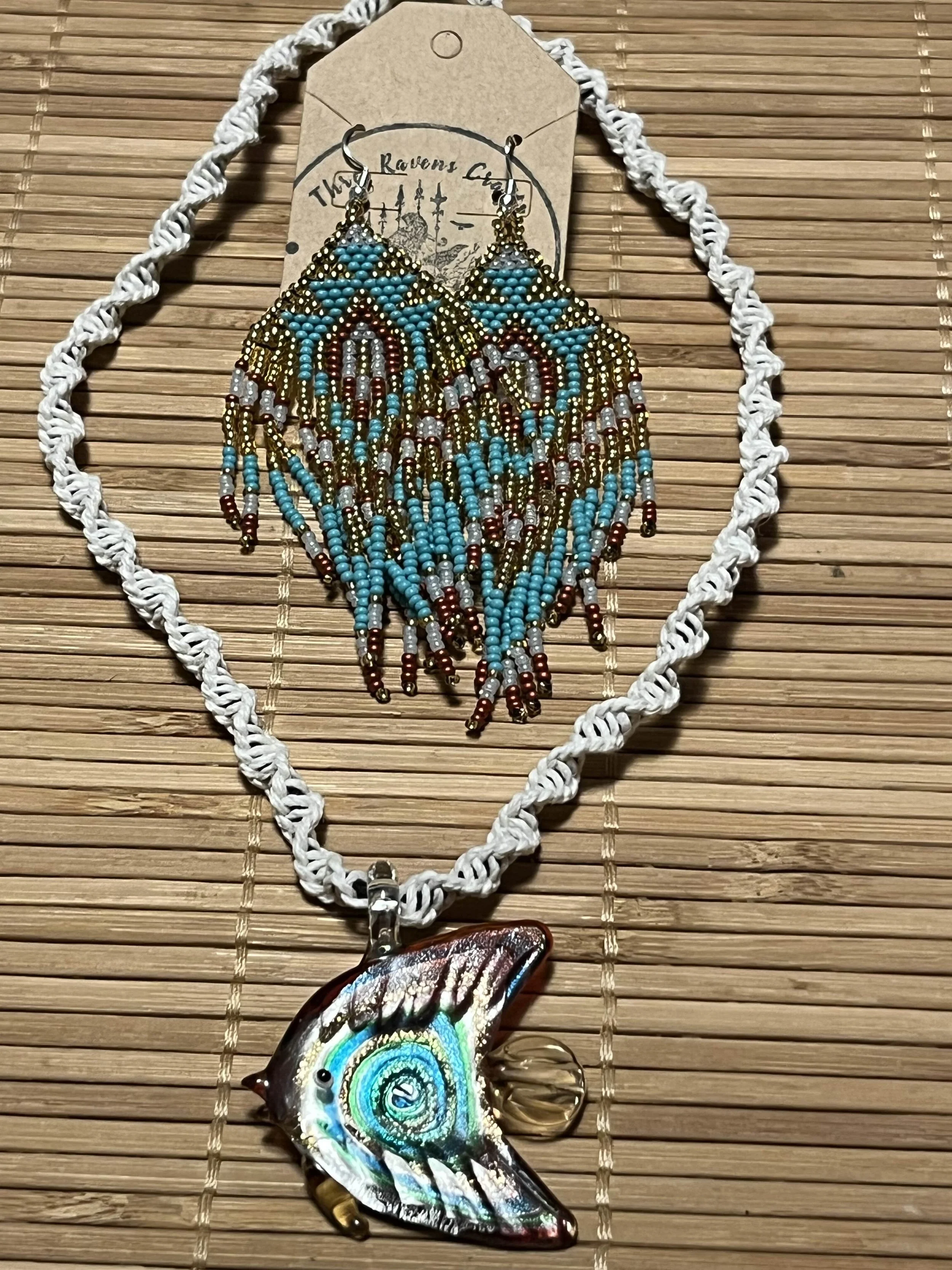 Glass fish w/ earrings By Three Ravens