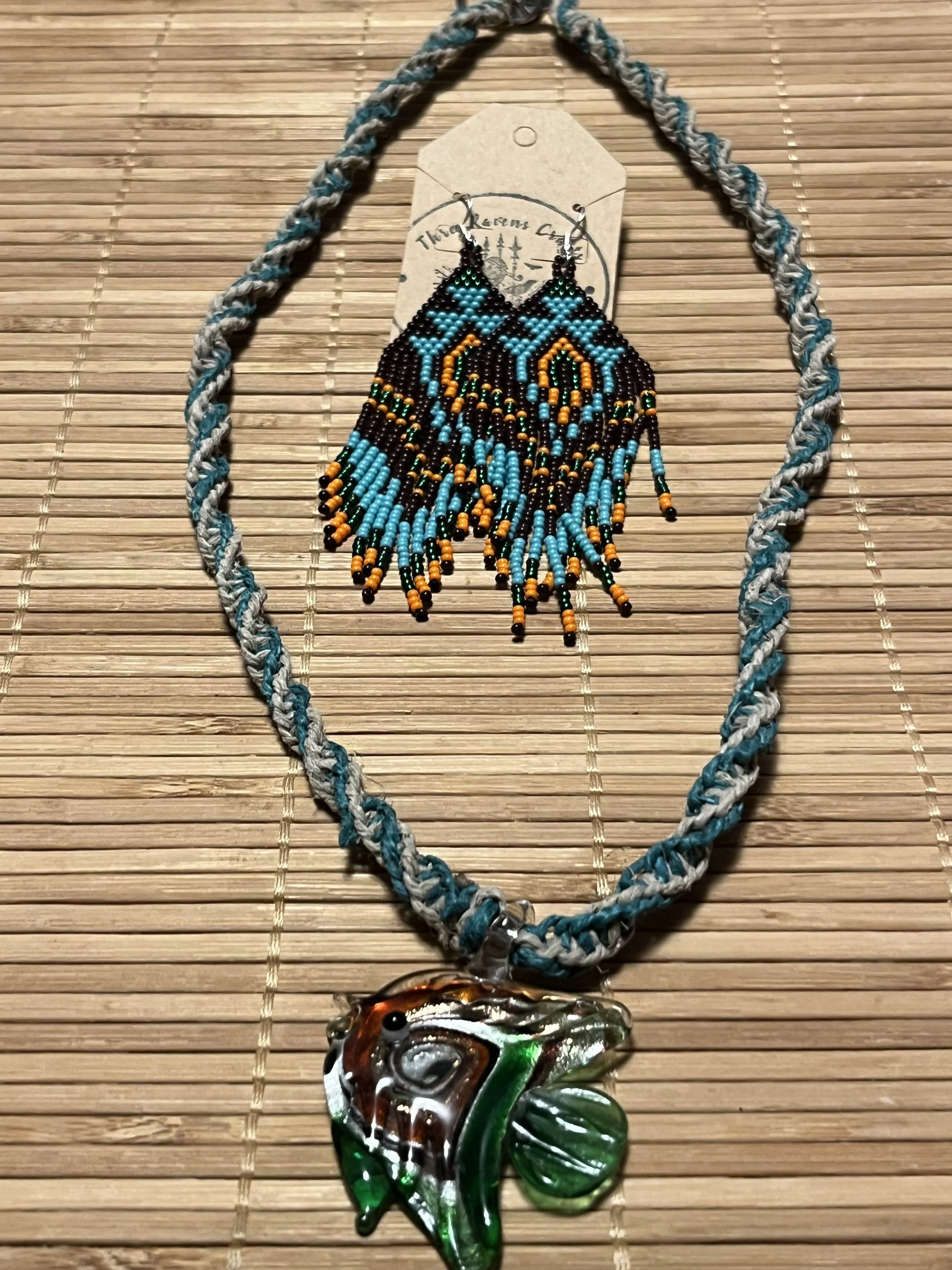 Glass fish w/ earrings  By Three Ravens