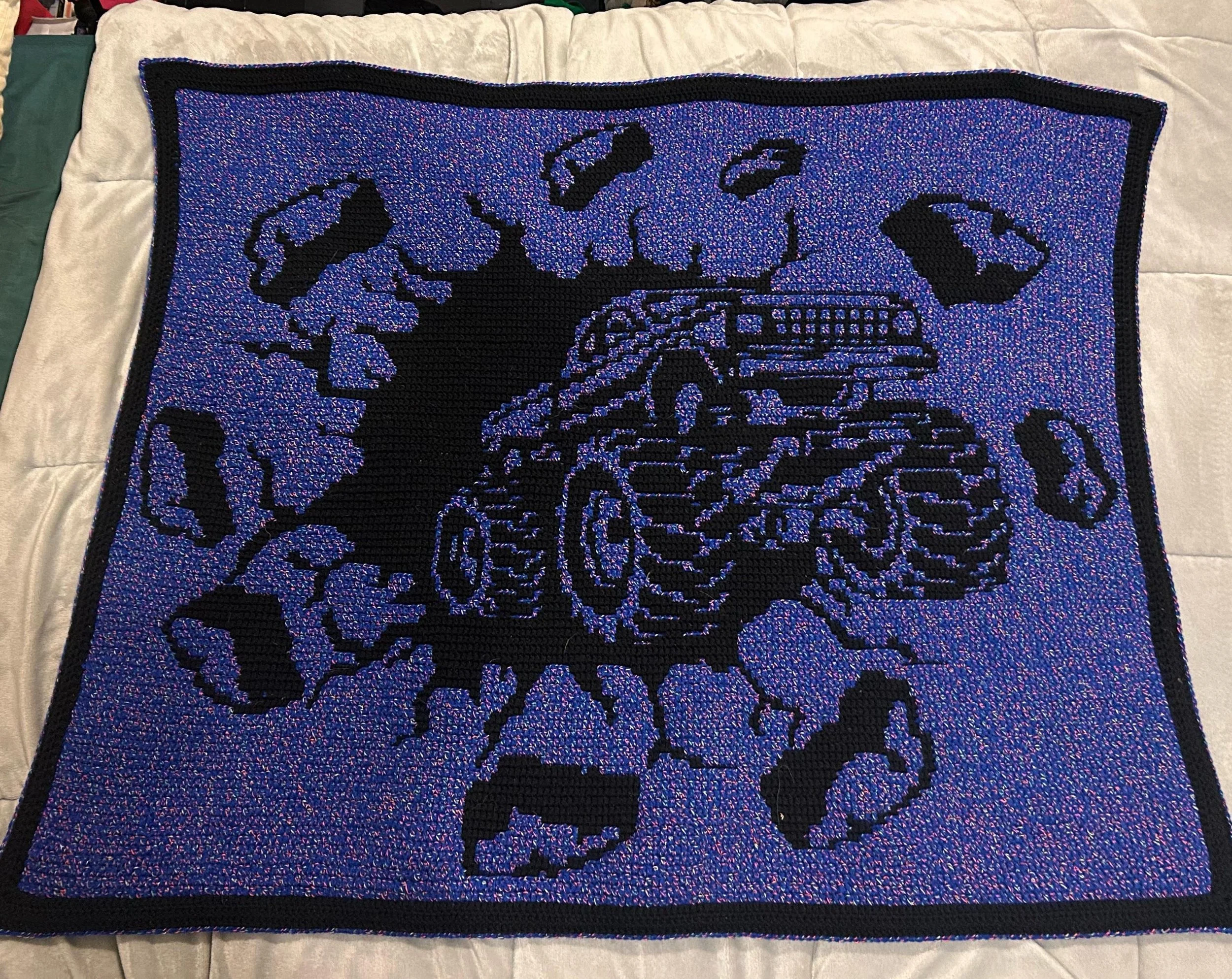 Break Out! Monster Truck Mosaic Crochet Blanket Pattern (Reversible Mosaic and Mosaic Overlay)