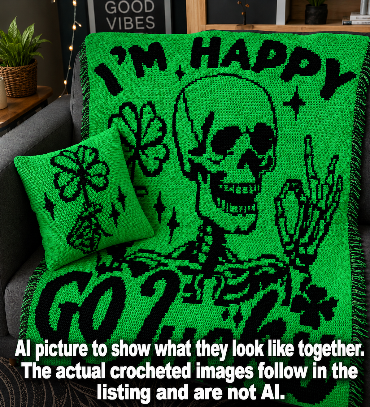 Happy Go Lucky Blanket and Pillow Pattern Set
