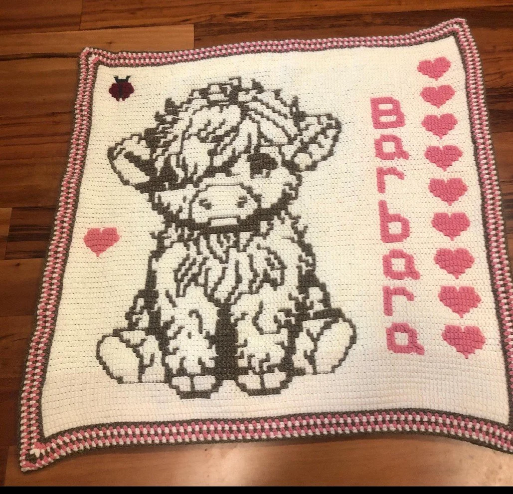 Highland Cow with Heart by Francie on Etsy