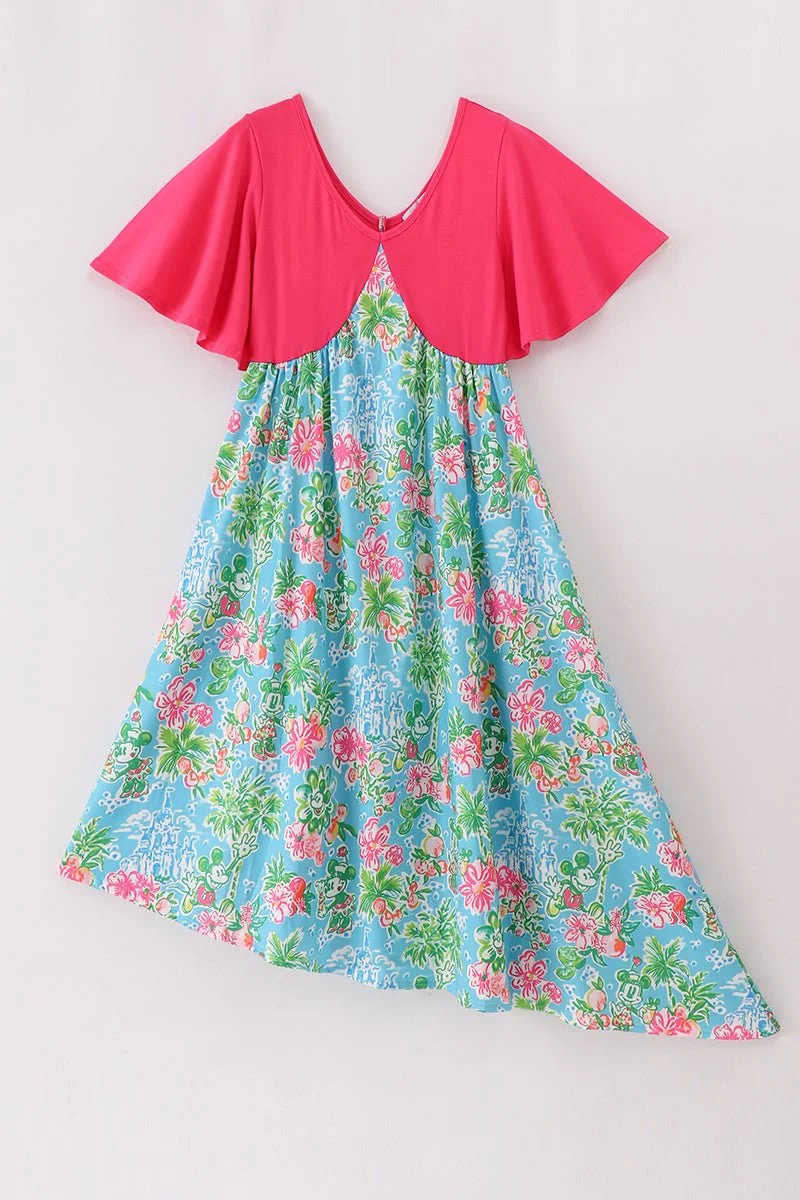 Pink Floral Character Print Dress