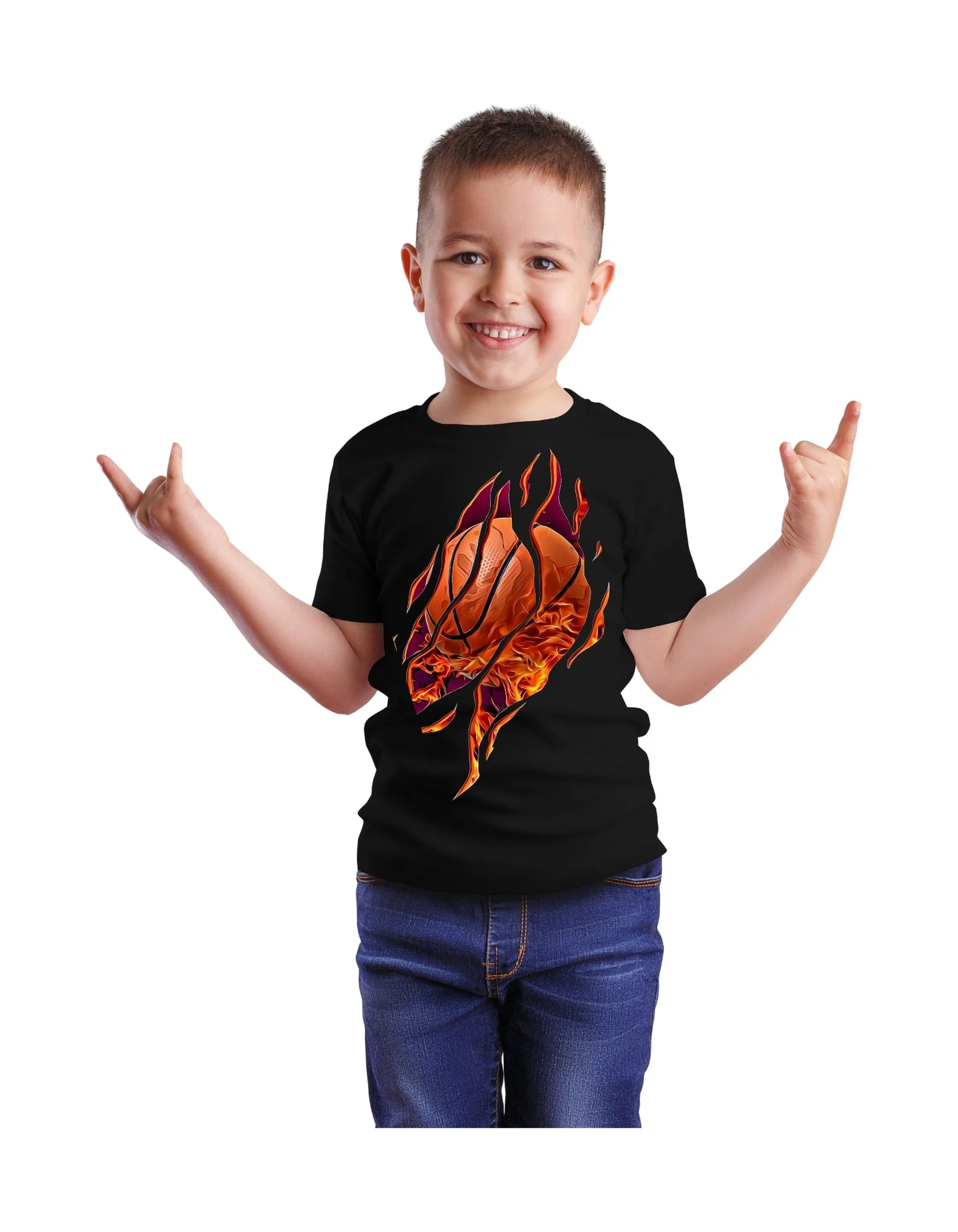 "Flaming Basketball" Youth Sports Tee