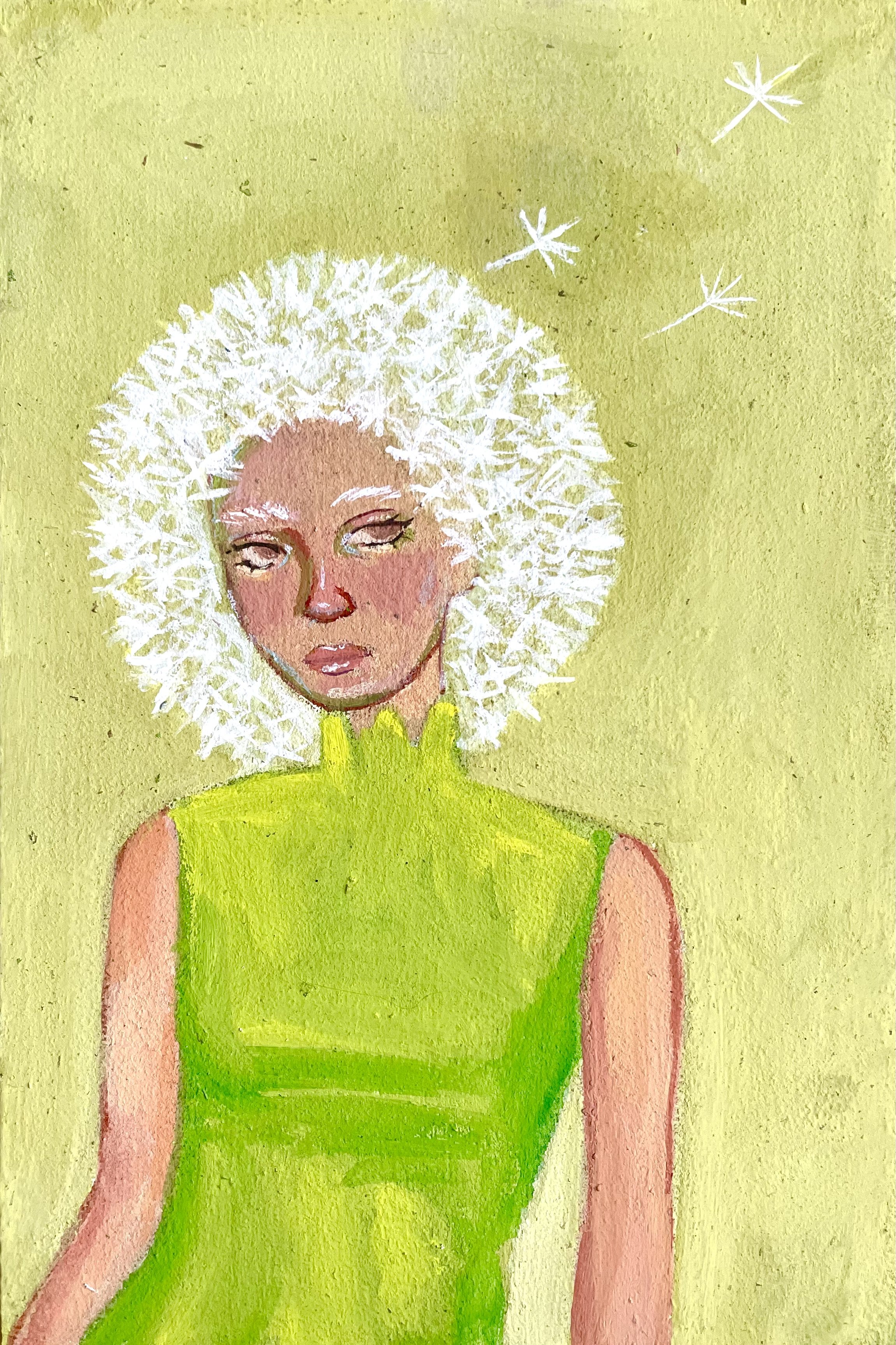 Dandelion, Acrylic Gouache on Wood Panel, 2026