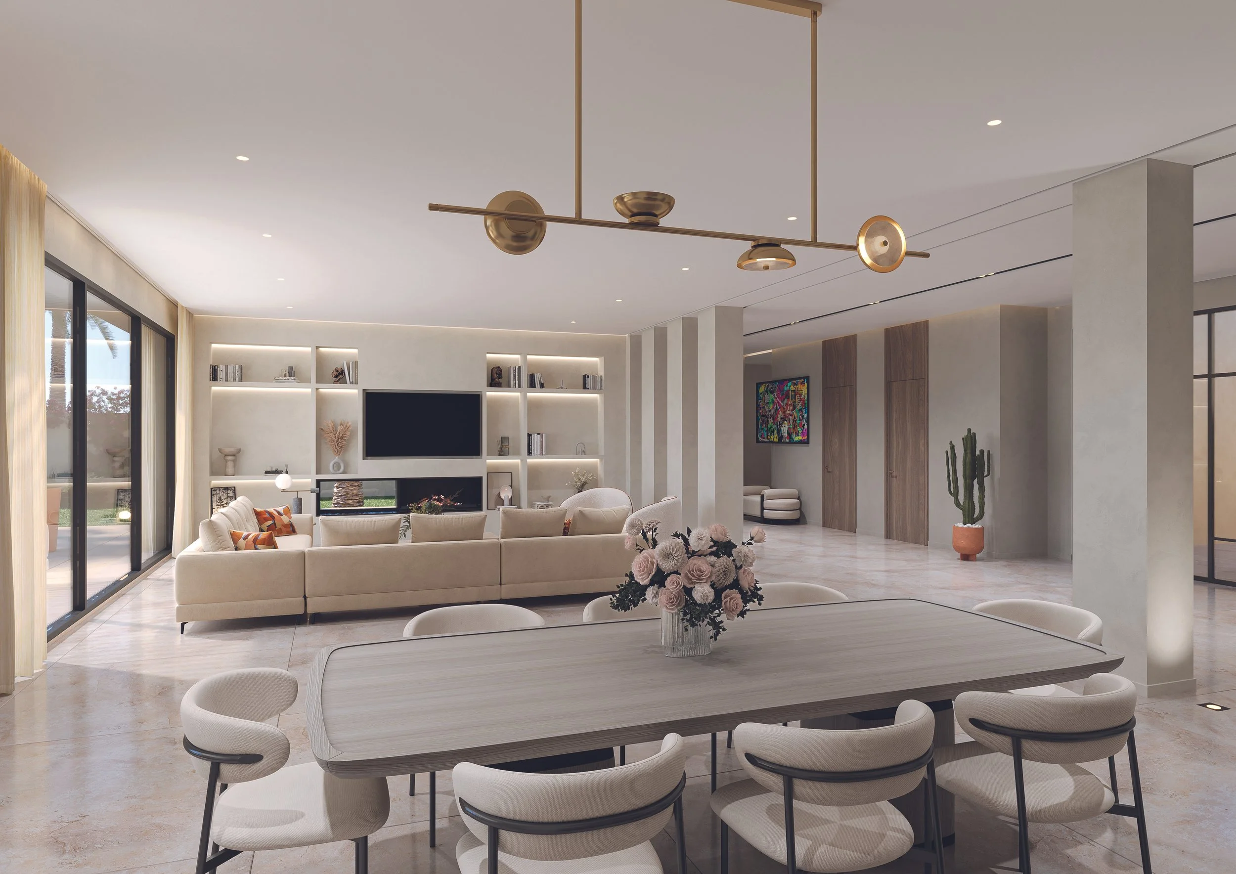 Maison Amelkis à Marrakech, intérieur vue salle à manger vers le salon – Rivas Interior Design